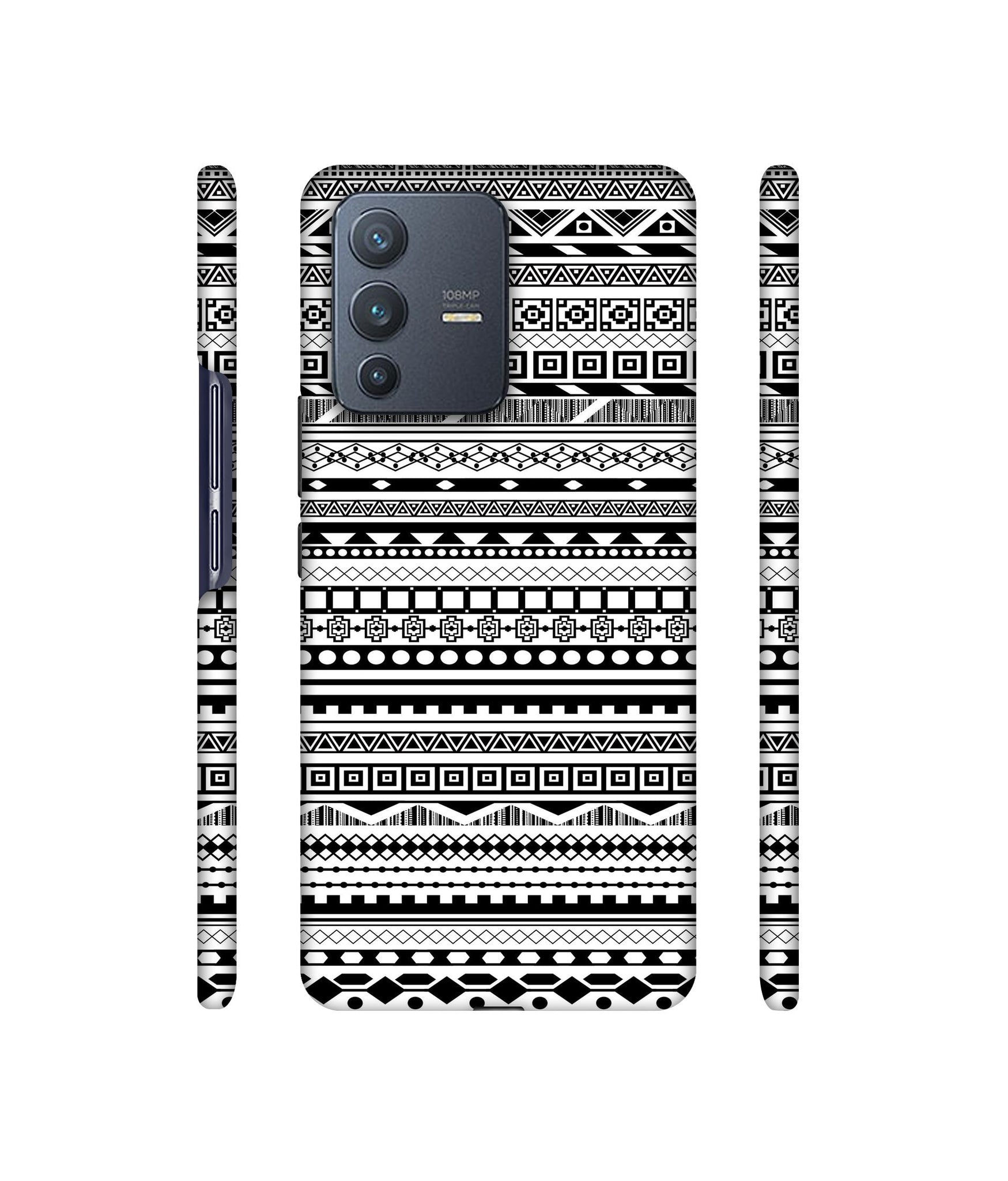 Black & White Patterns Designer Hard Back Cover for Vivo V23 Pro 5G