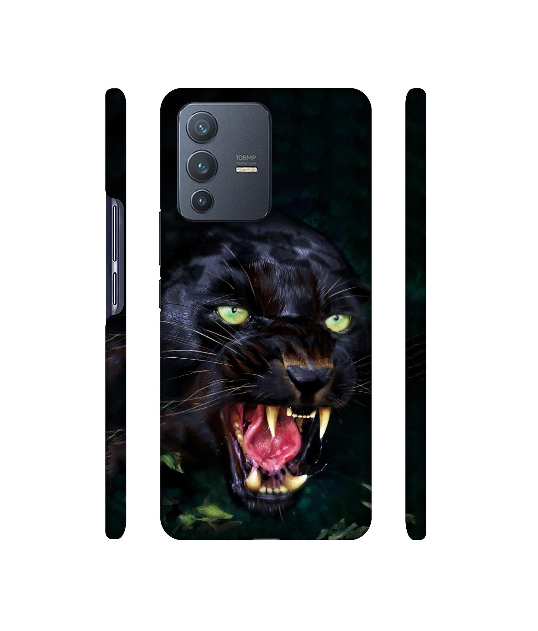 Angry Black Tiger Face Designer Hard Back Cover for Vivo V23 Pro 5G