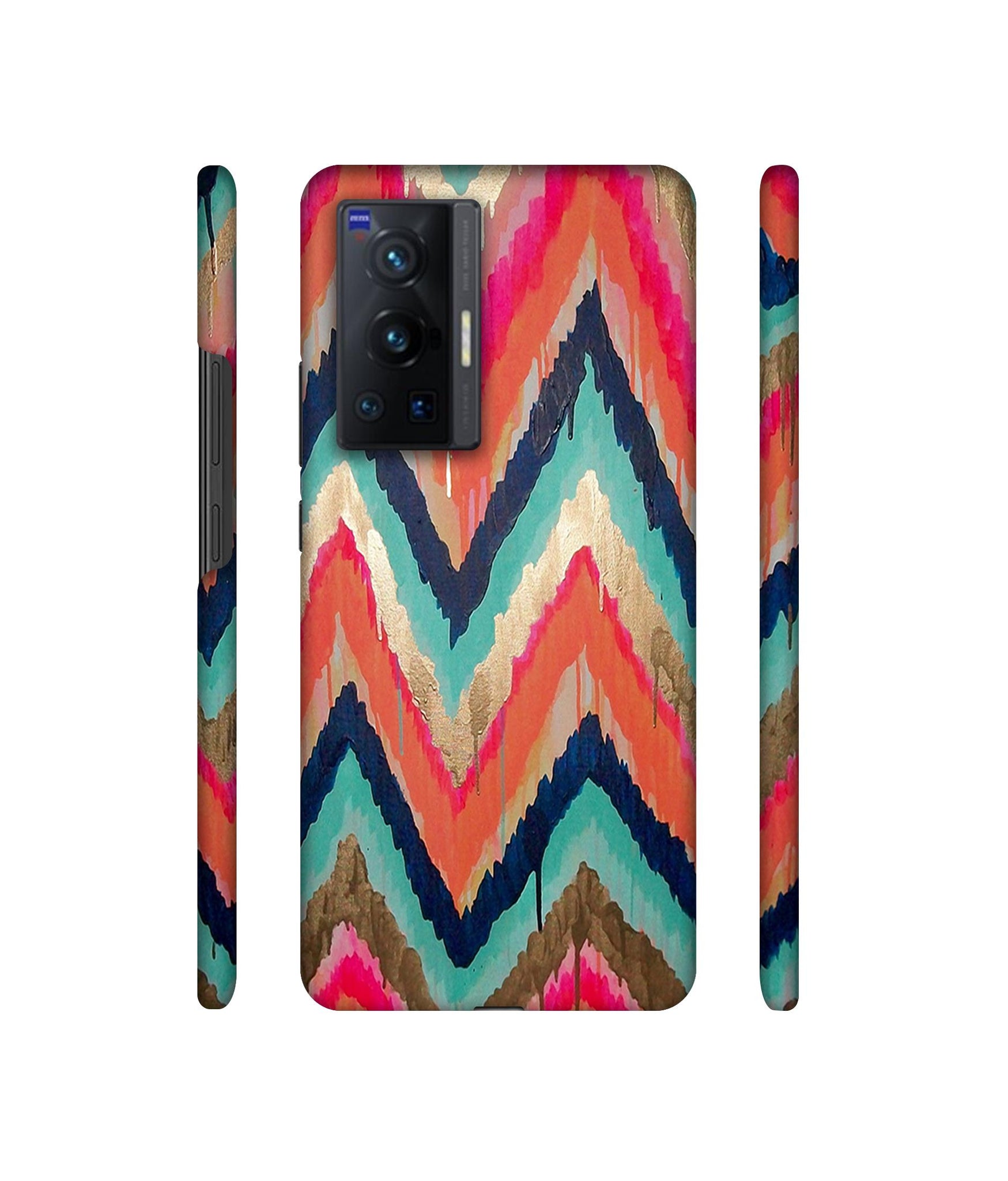 Colorful Zig-Zag Lines Art Designer Hard Back Cover for Vivo X70 Pro 5G