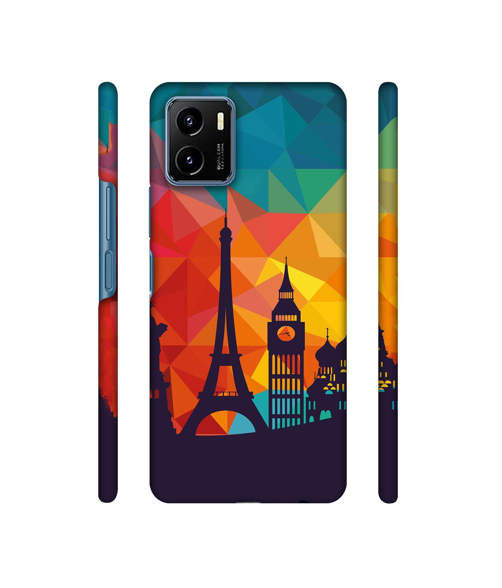 Colored Paris Designer Hard Back Cover for Vivo Y15s (2021)