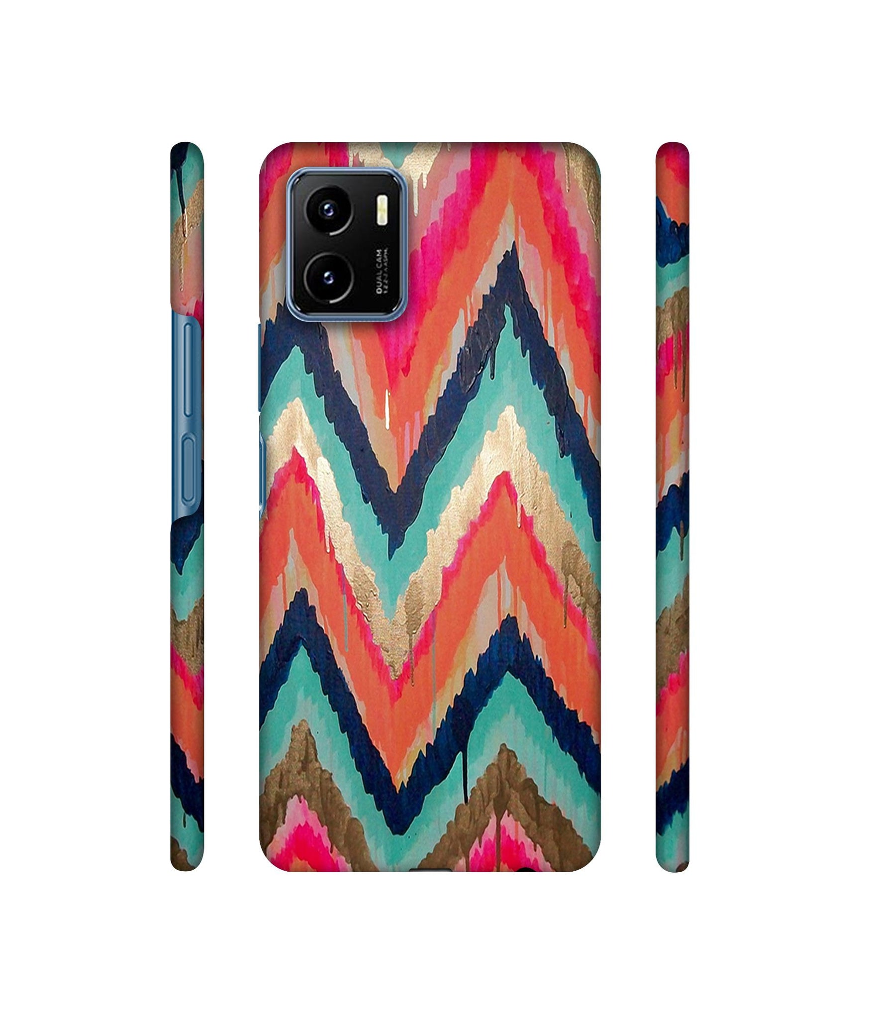 Colorful Zig-Zag Lines Art Designer Hard Back Cover for Vivo Y15s (2021)
