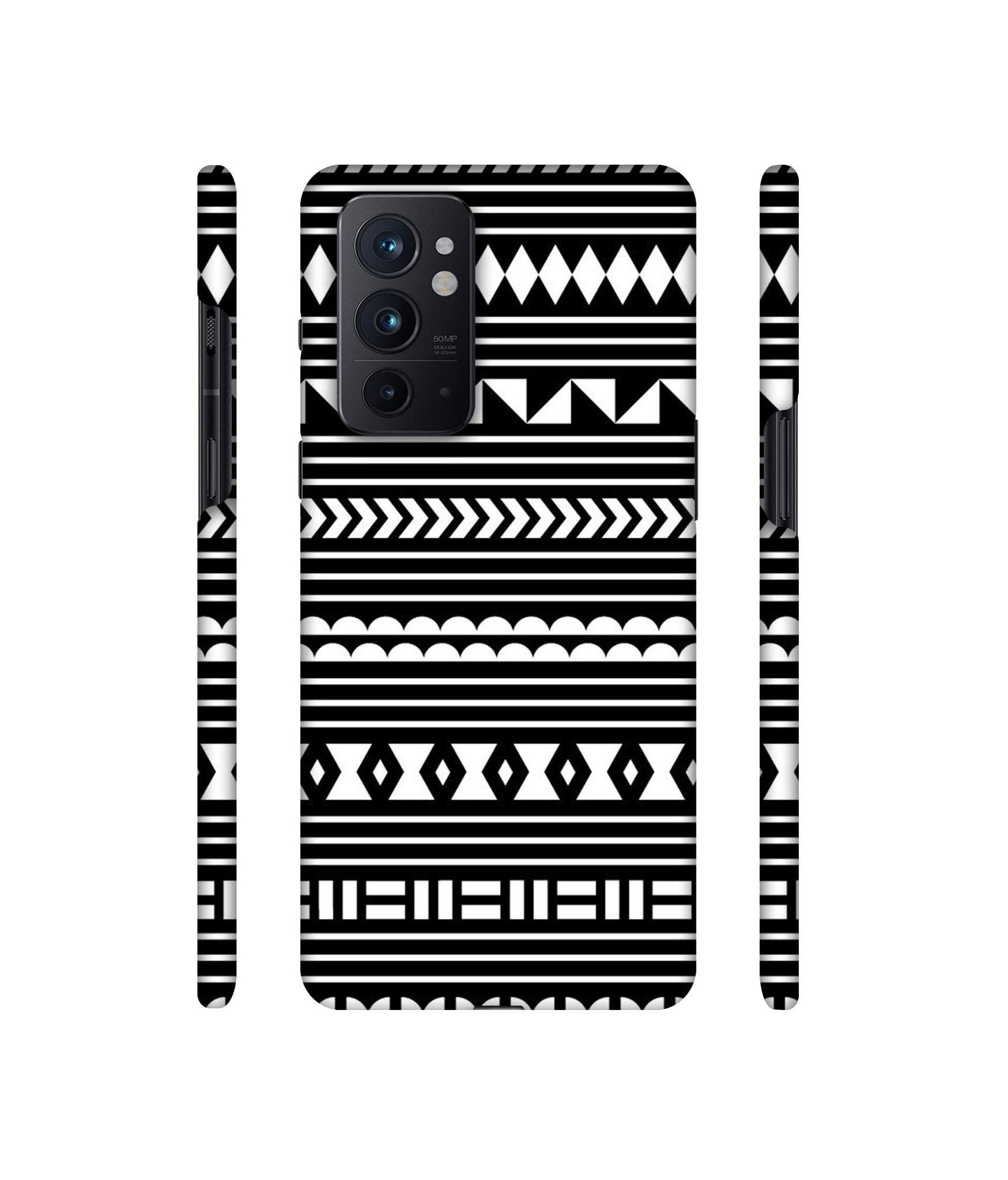 Black Pattern Designer Hard Back Cover for OnePlus 9RT 5G