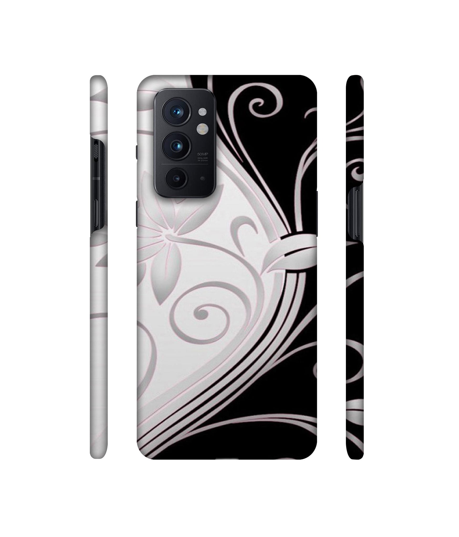 Black And White Flower Designer Hard Back Cover for OnePlus 9RT 5G
