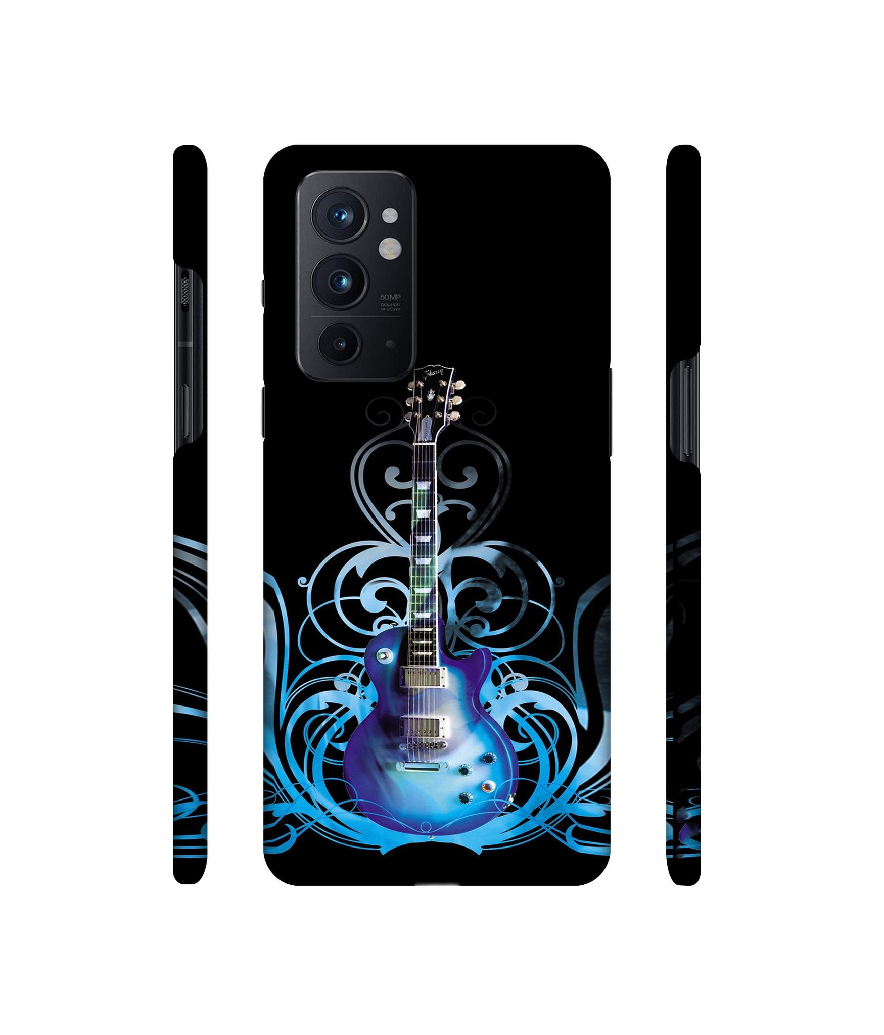 Guitar In Blue Pattern Designer Hard Back Cover for OnePlus 9RT 5G