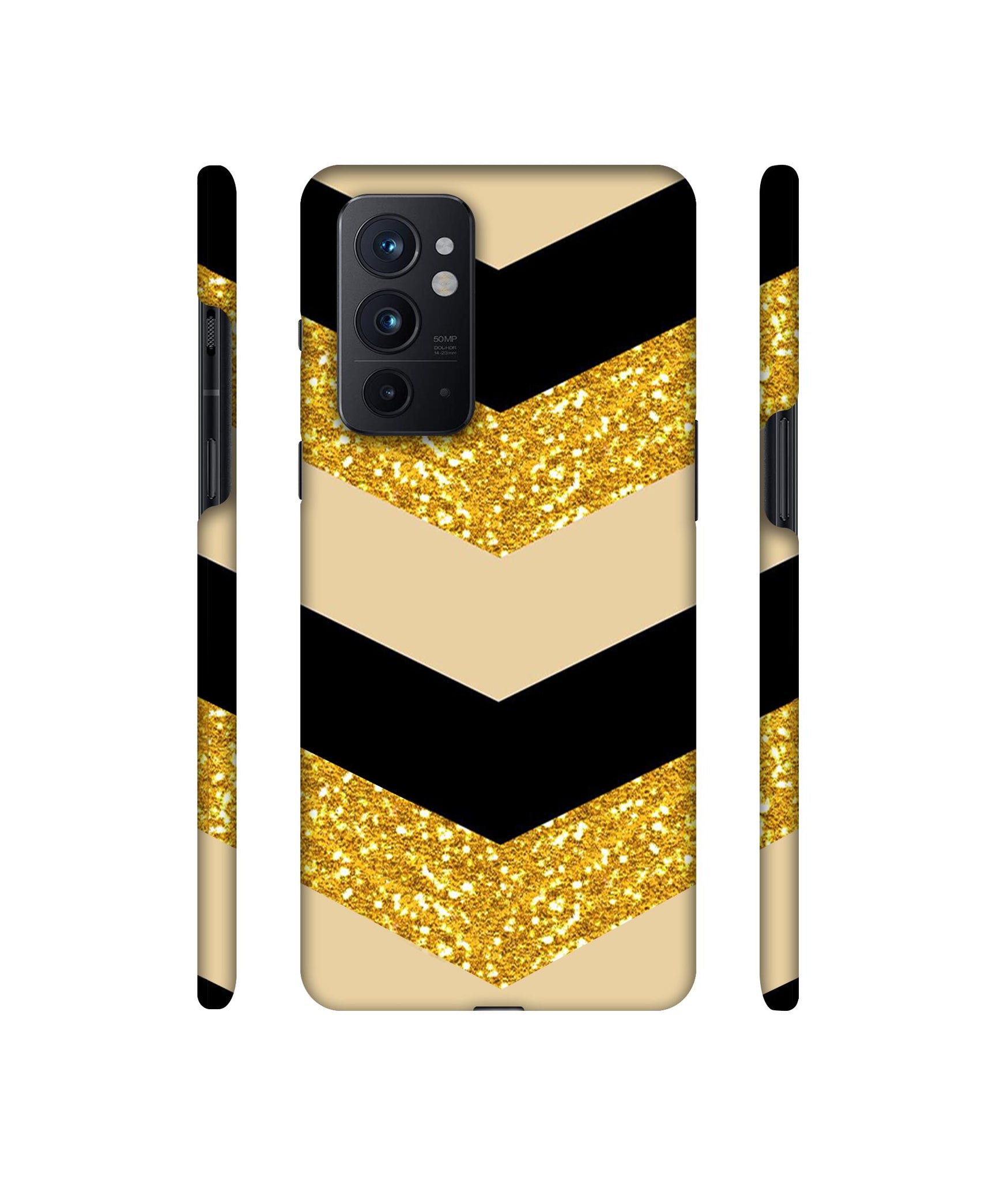 Black & Gold Designer Hard Back Cover for OnePlus 9RT 5G
