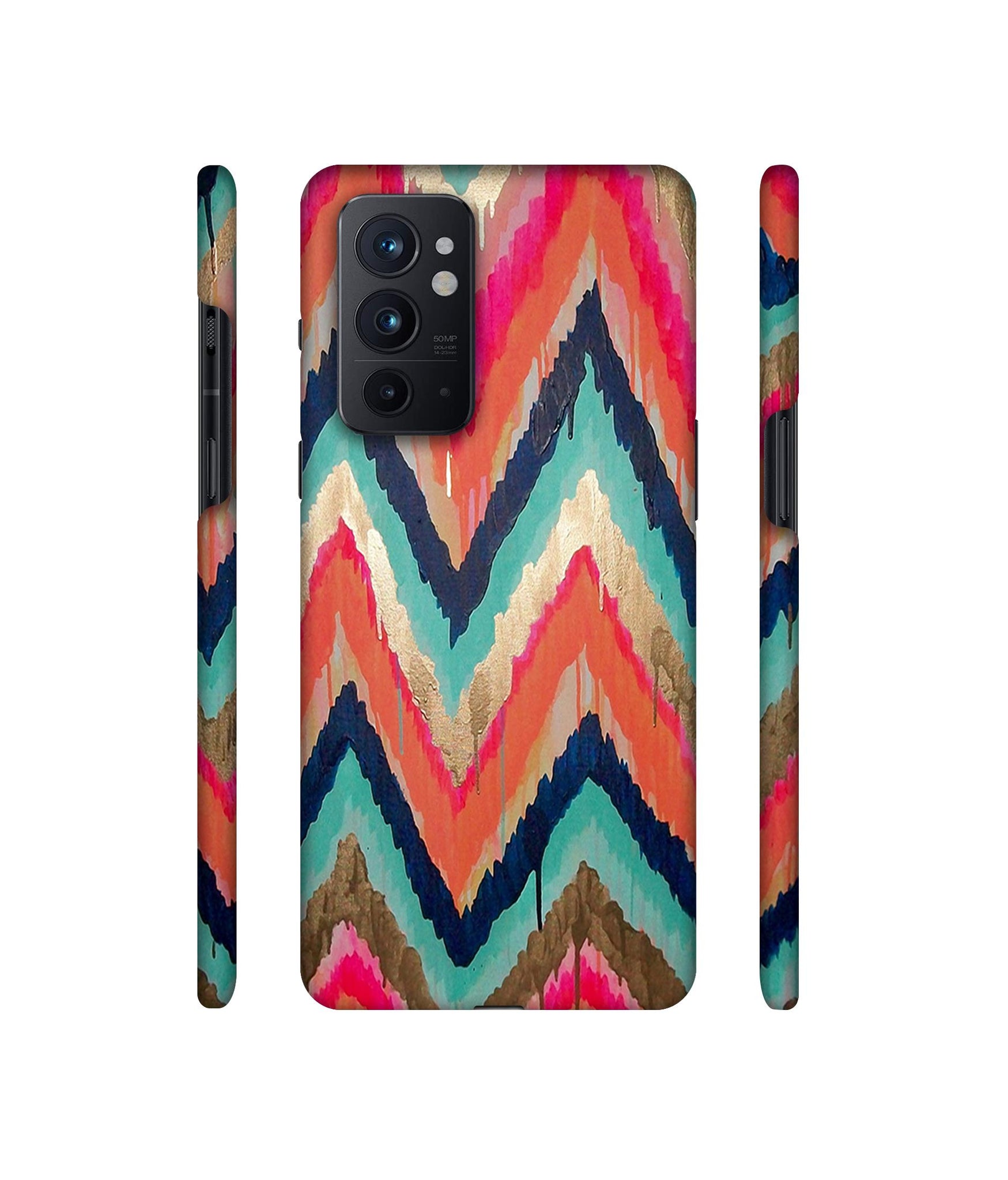 Colorful Zig-Zag Lines Art Designer Hard Back Cover for OnePlus 9RT 5G