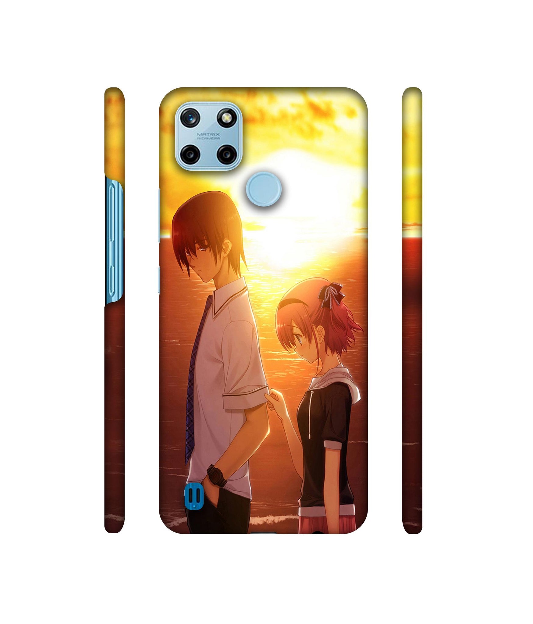 Girl Boy Sunset Sea Designer Hard Back Cover for Realme C25Y 4G