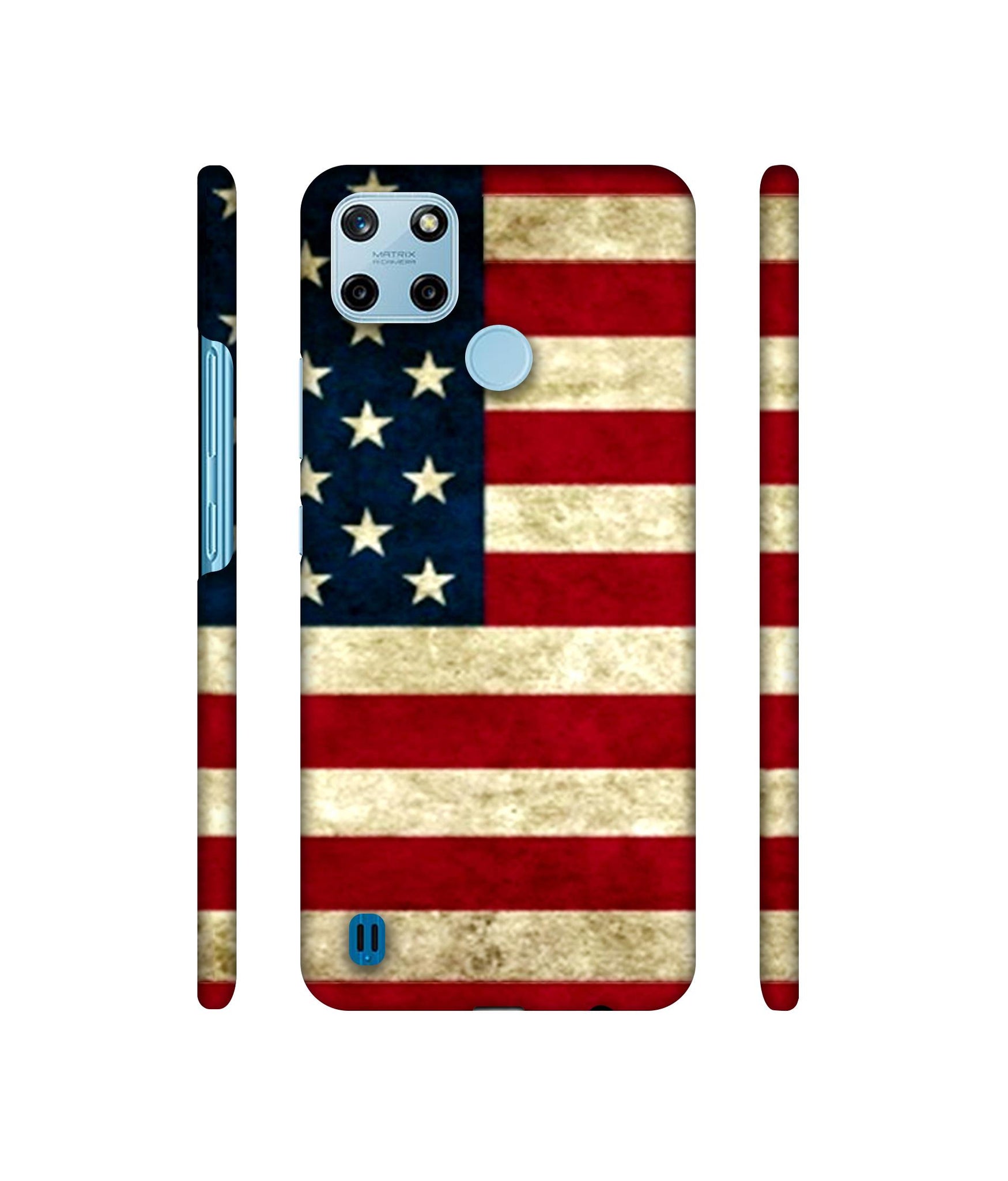 Multicoloured USA Flag Designer Hard Back Cover for Realme C25Y 4G