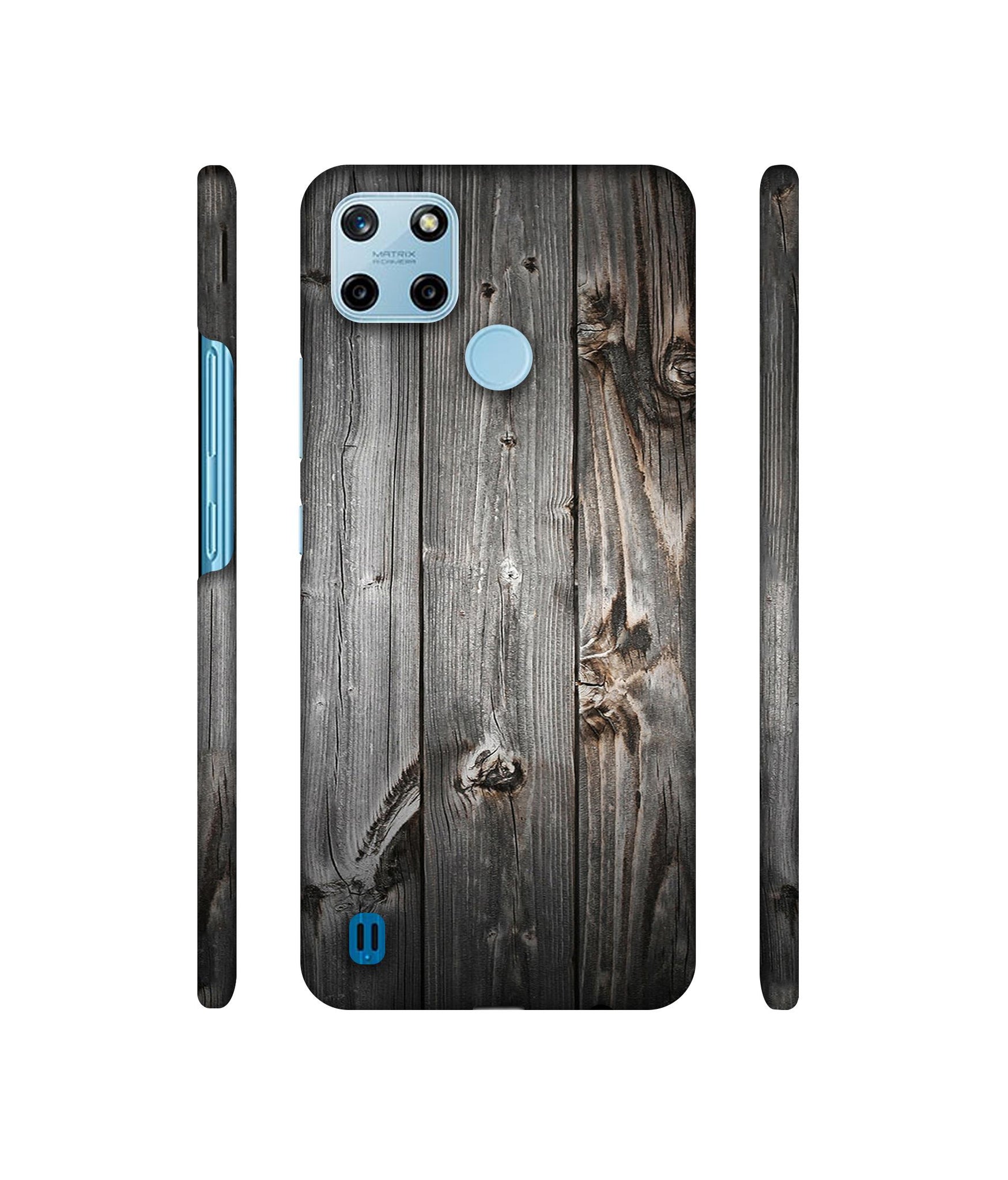 Grey Wooden Texture Designer Hard Back Cover for Realme C25Y 4G