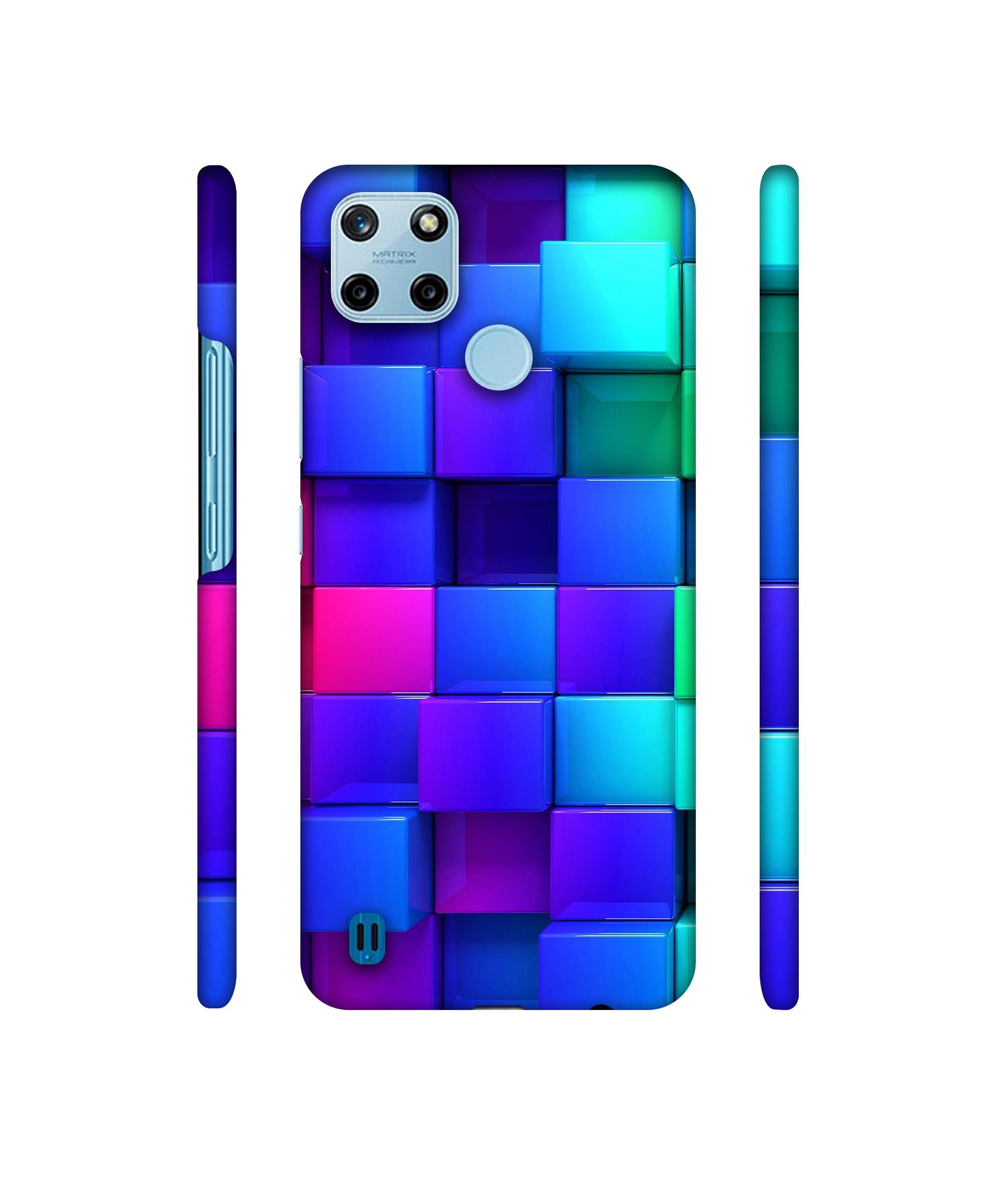 Blocks Rainbow 3D Graphics Designer Hard Back Cover for Realme C25Y 4G