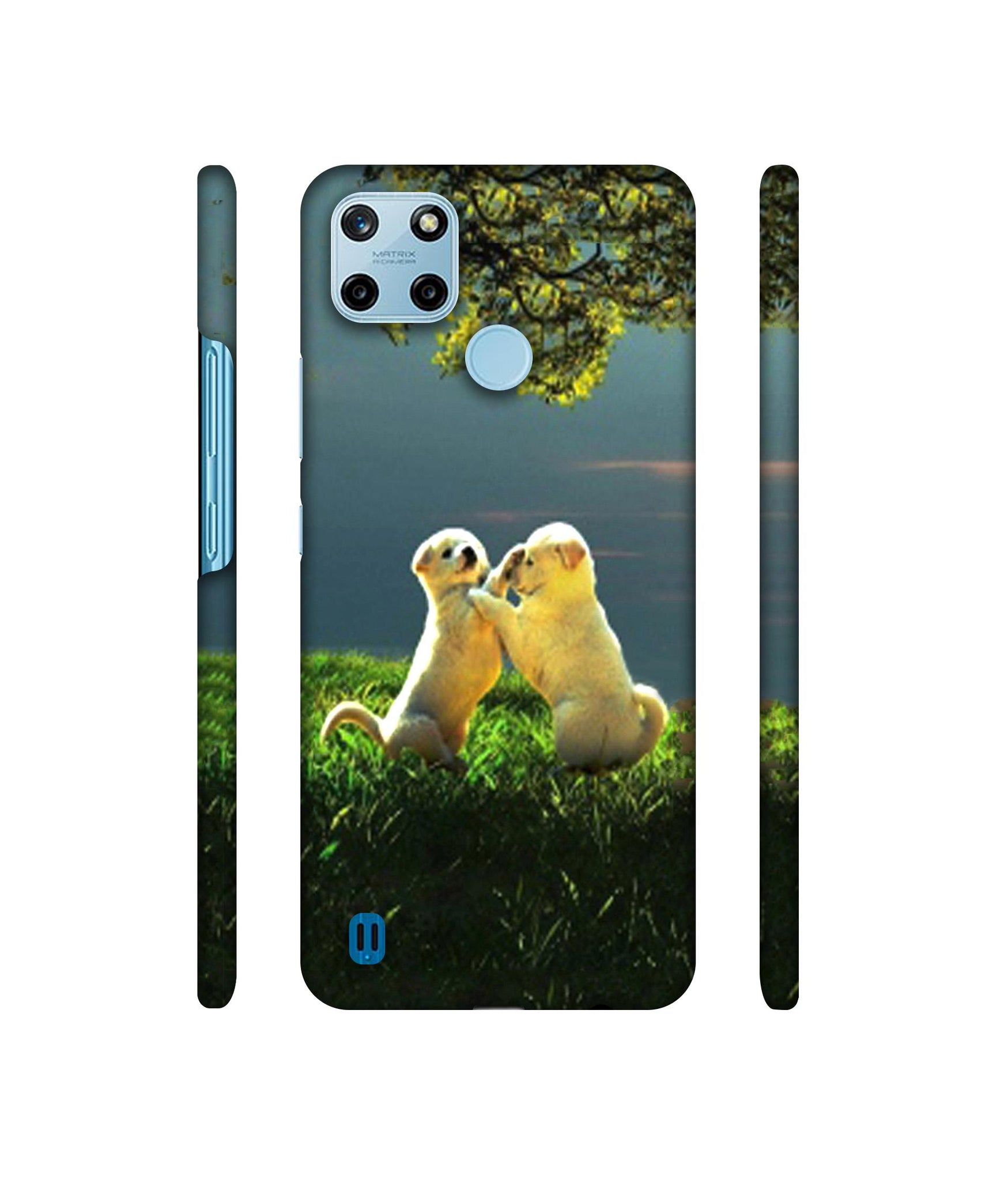 Puppy Couple Play Kids Nature Designer Hard Back Cover for Realme C25Y 4G