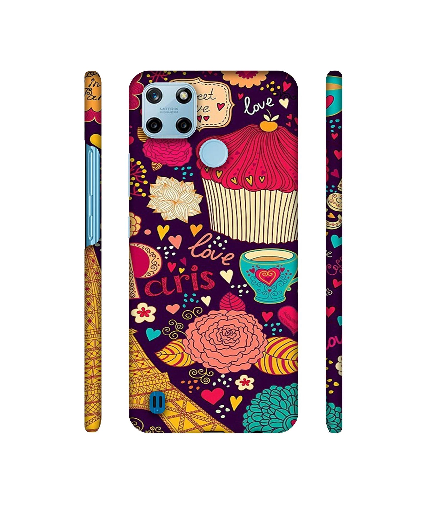 Paris Flower Love Designer Hard Back Cover for Realme C25Y 4G