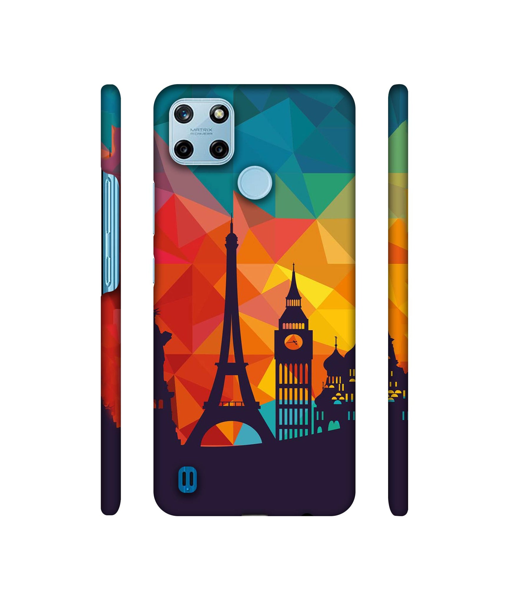 Colored Paris Designer Hard Back Cover for Realme C25Y 4G