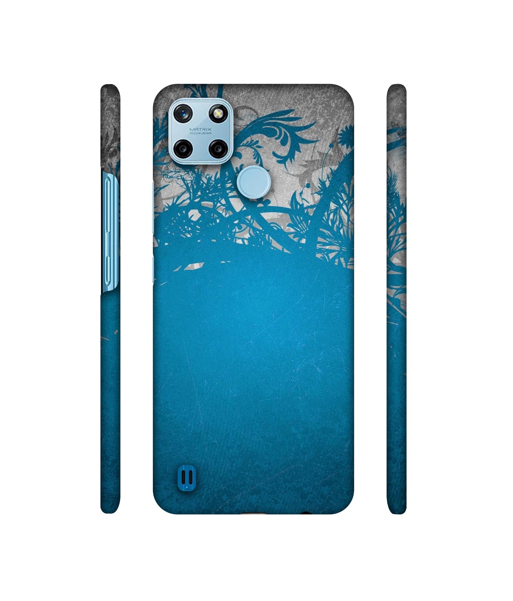 Blue Floral Pattern Designer Hard Back Cover for Realme C25Y 4G
