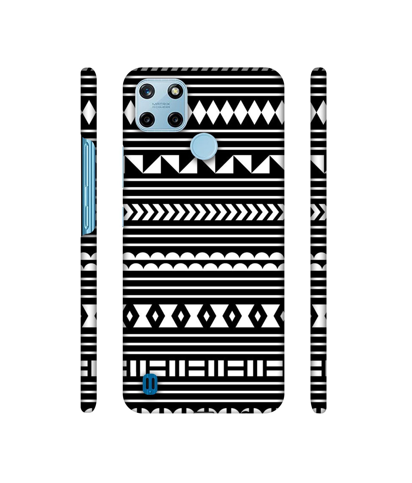 Black Pattern Designer Hard Back Cover for Realme C25Y 4G