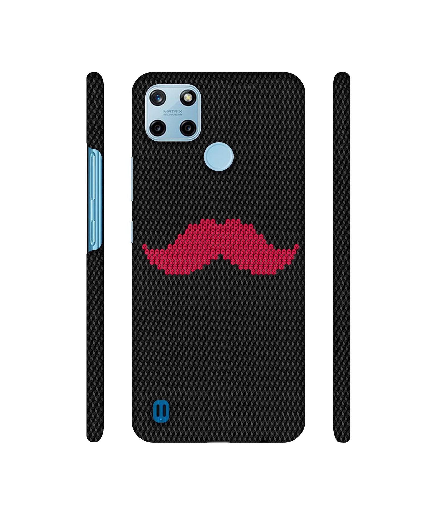 Pink Mustache Pattern Designer Hard Back Cover for Realme C25Y 4G