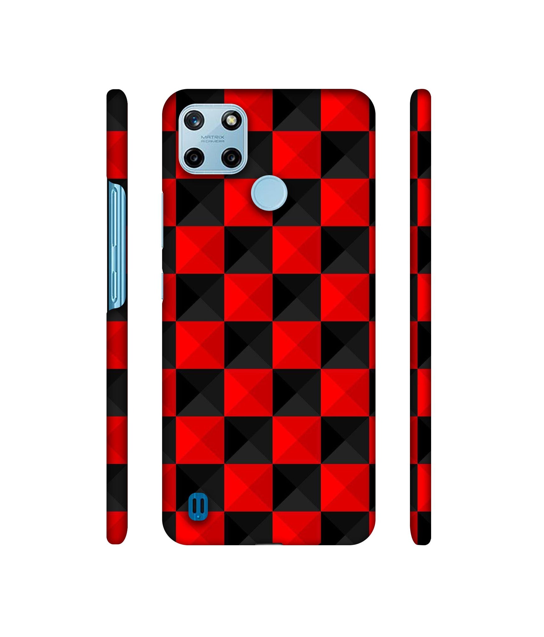 Red N Black Cubes Designer Hard Back Cover for Realme C25Y 4G