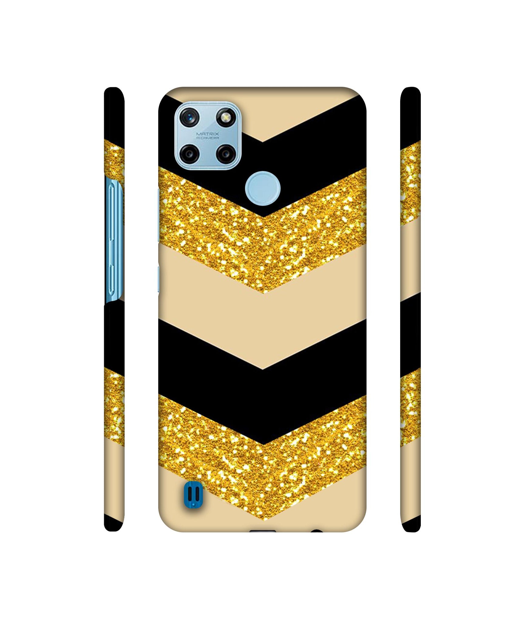 Black & Gold Designer Hard Back Cover for Realme C25Y 4G