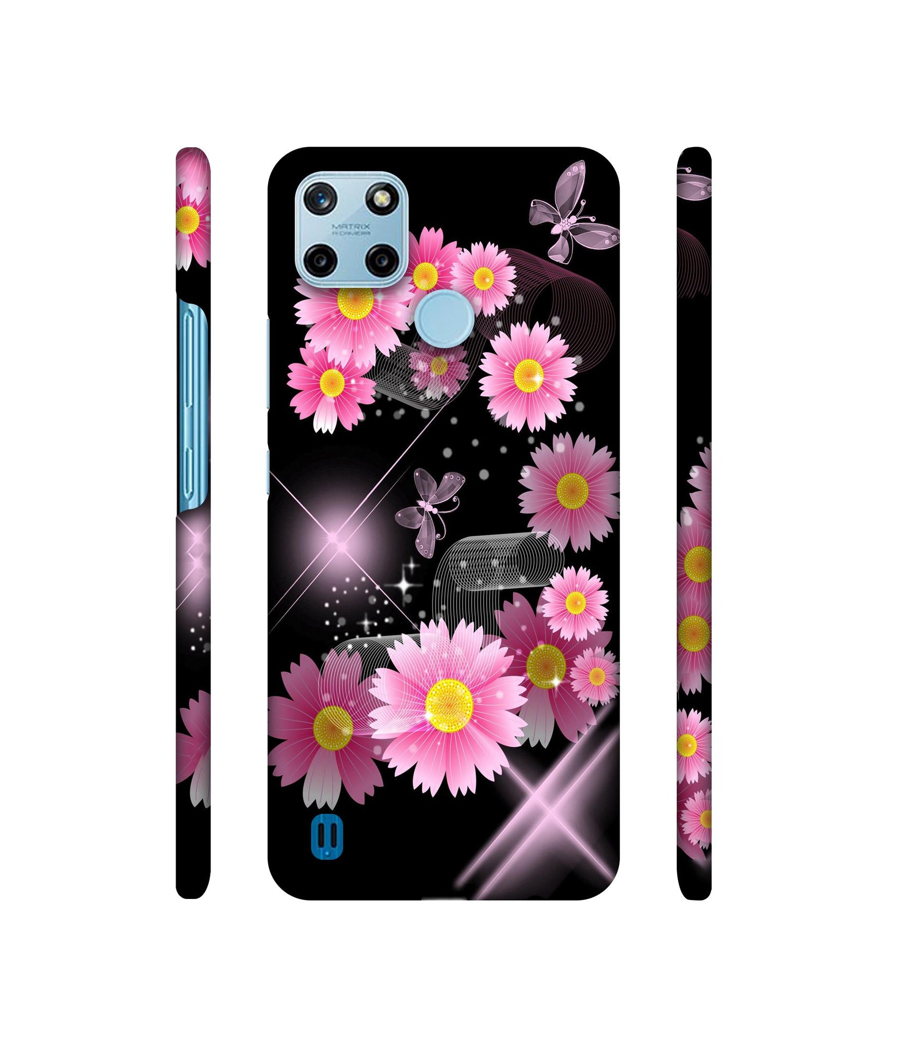 Pink Flower Designer Hard Back Cover for Realme C25Y 4G