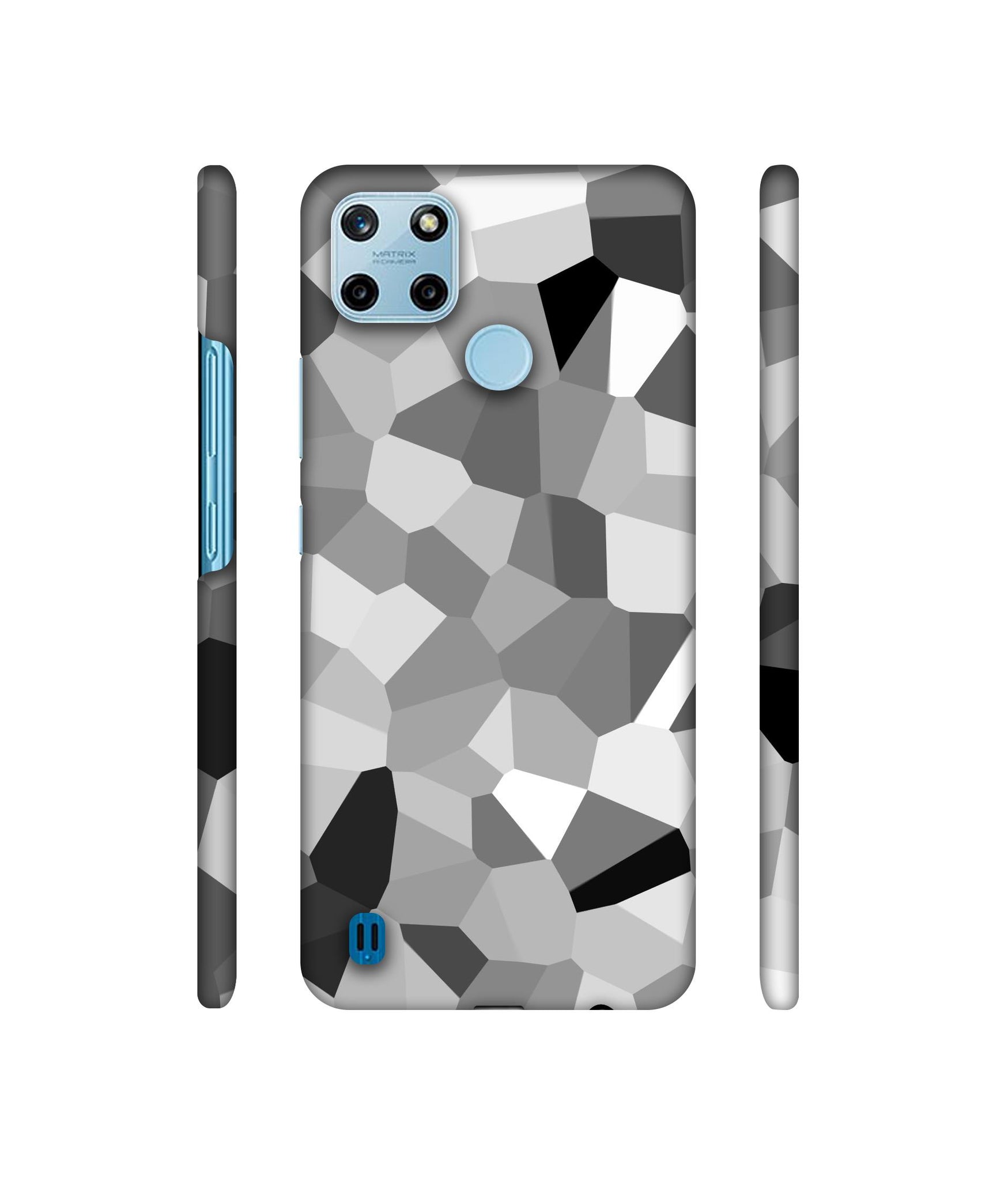 Black & White Mathematical Shape Designer Hard Back Cover for Realme C25Y 4G
