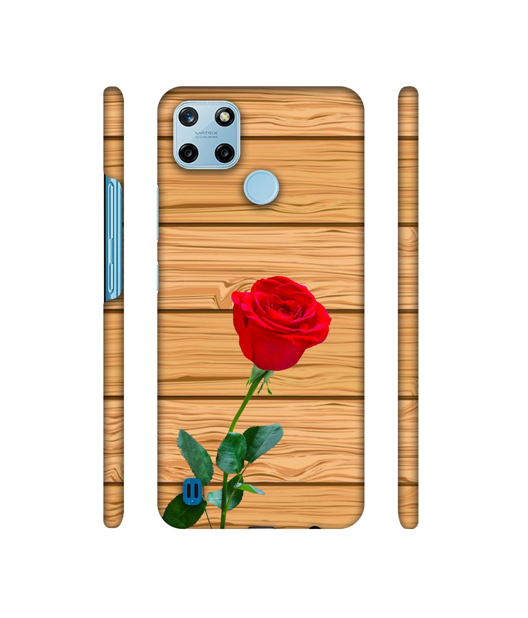 Rose With Wooden Texture Designer Hard Back Cover for Realme C25Y 4G