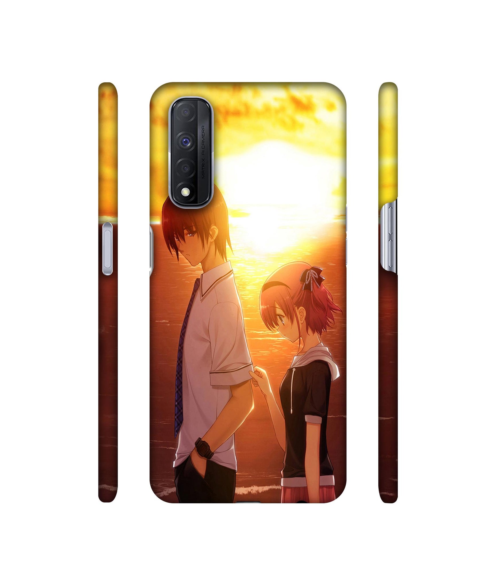 Girl Boy Sunset Sea Designer Hard Back Cover for Realme Narzo 30 4G