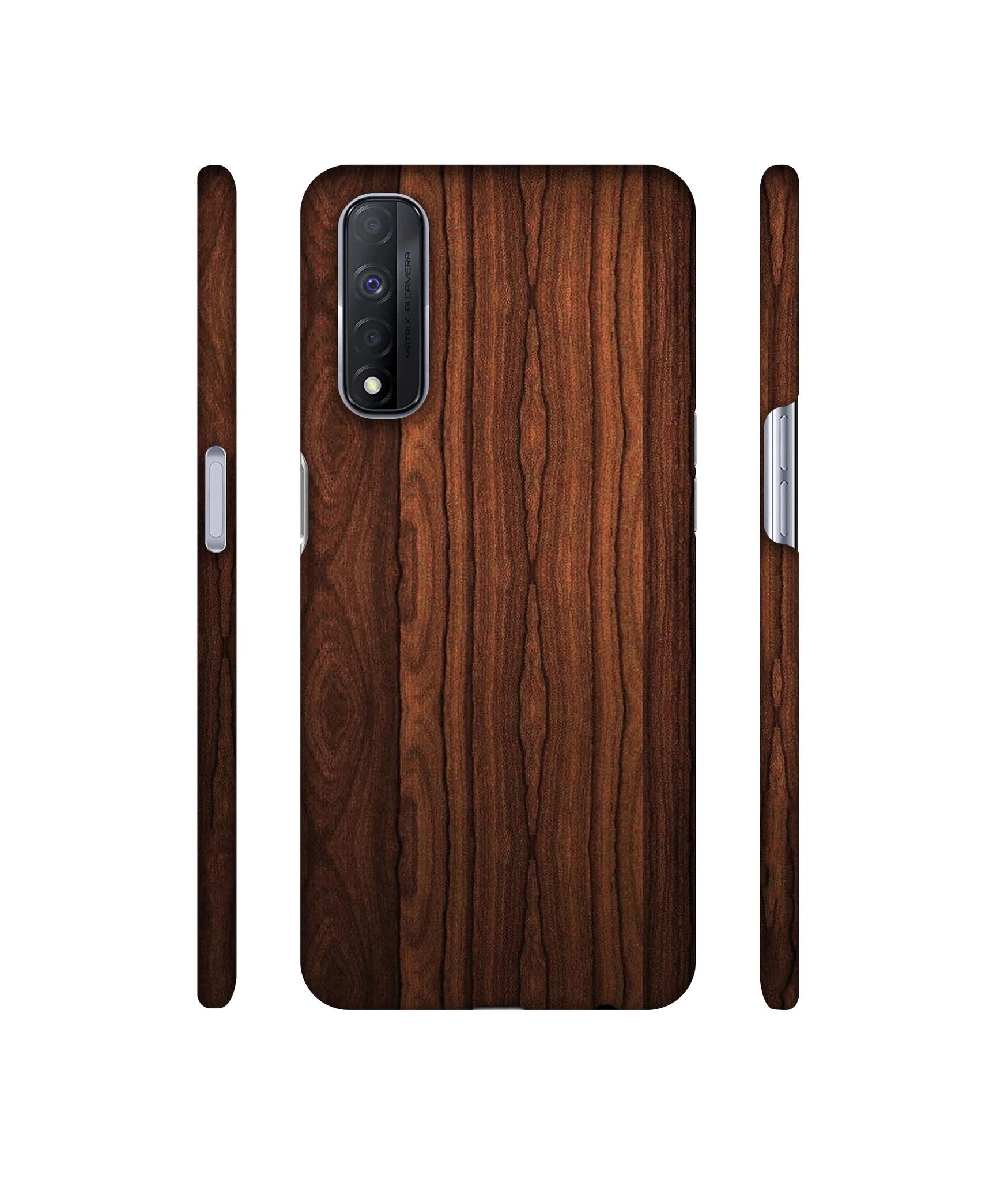 Brown Wooden Texture Designer Hard Back Cover for Realme Narzo 30 4G