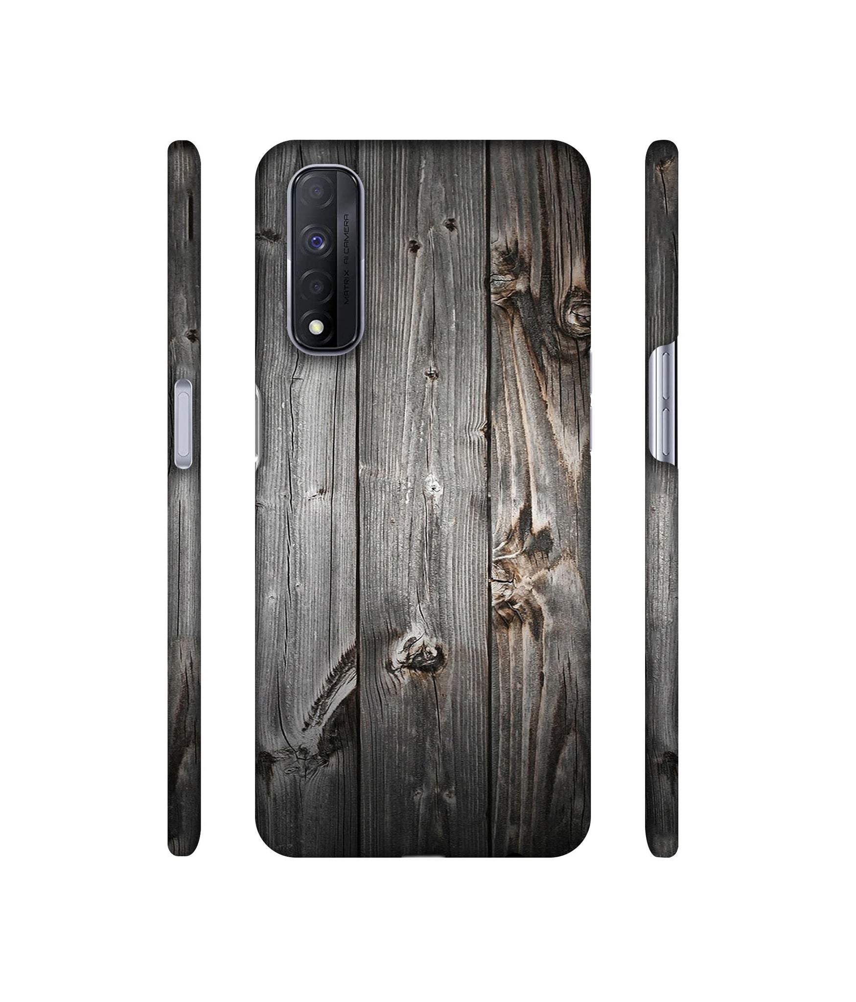 Grey Wooden Texture Designer Hard Back Cover for Realme Narzo 30 4G