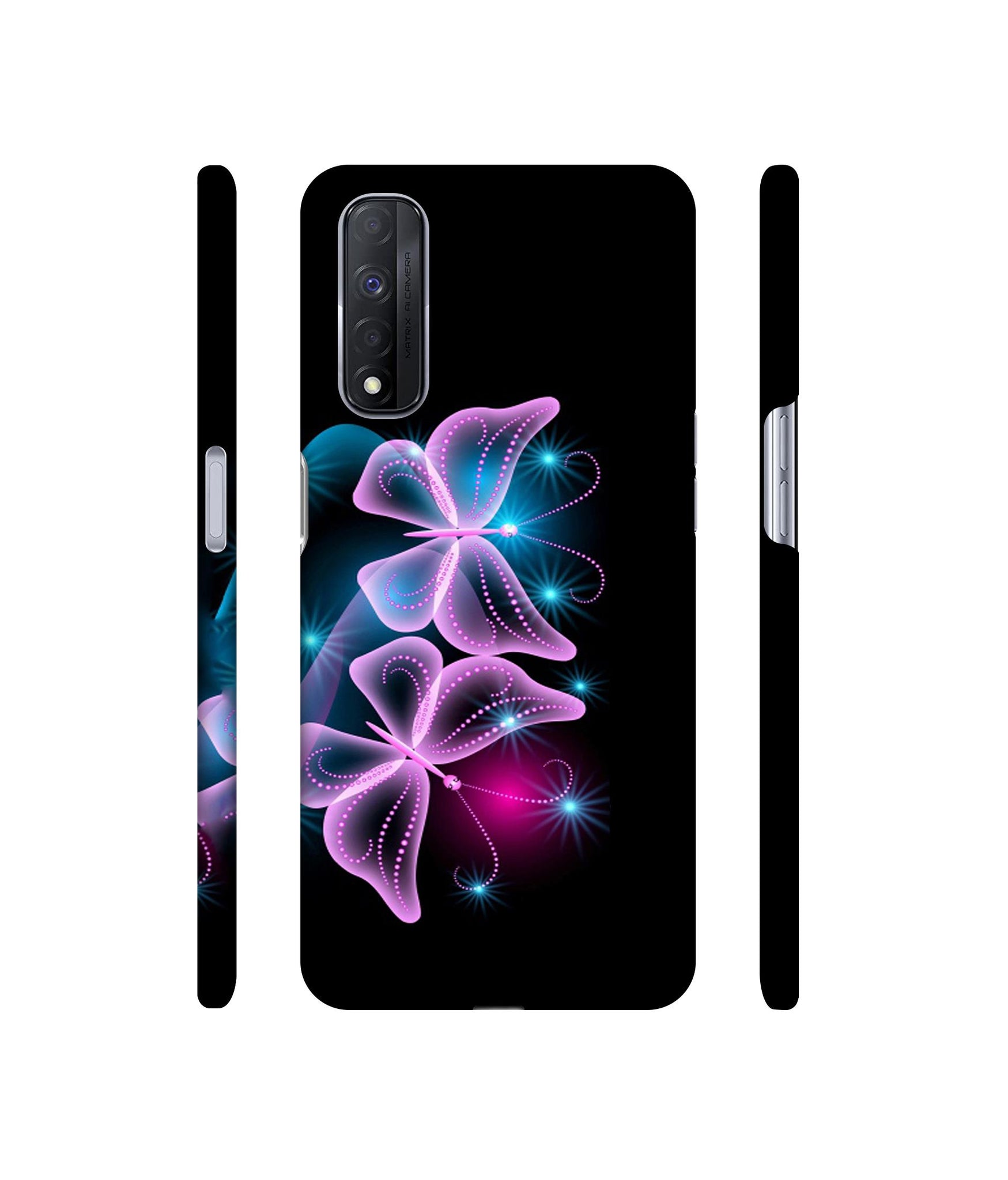 Butterflies Neon Light Designer Hard Back Cover for Realme Narzo 30 4G