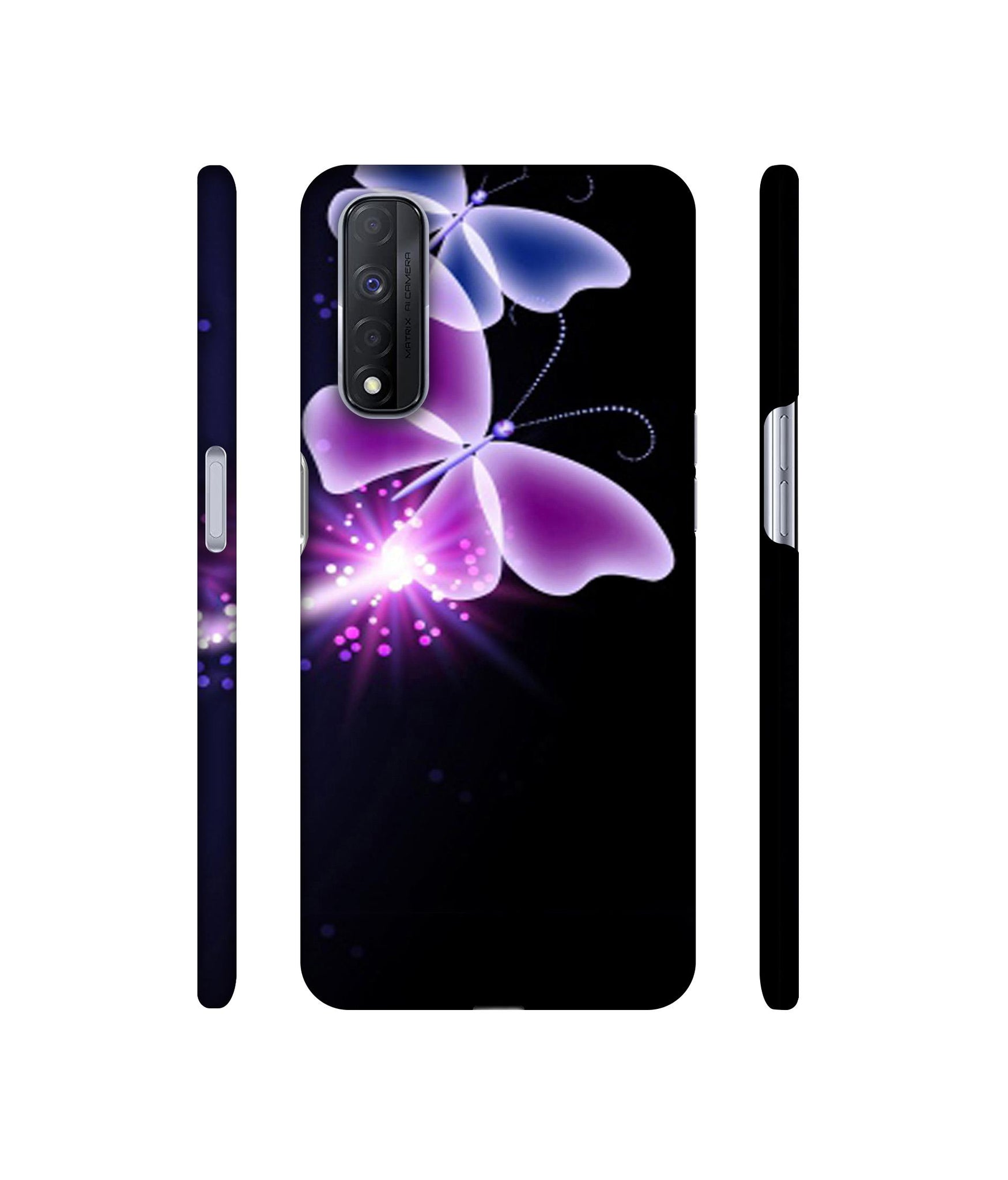 Neon Butterfly Light Abstract Shine Designer Hard Back Cover for Realme Narzo 30 4G