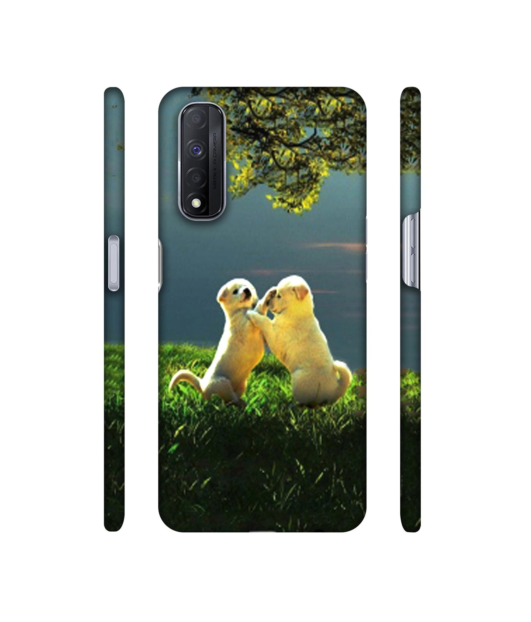 Puppy Couple Play Kids Nature Designer Hard Back Cover for Realme Narzo 30 4G