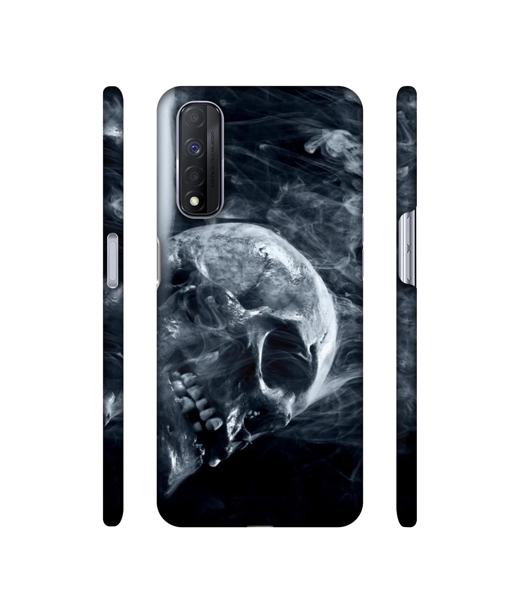 Skull Smoke Blue Scary Death Designer Hard Back Cover for Realme Narzo 30 4G