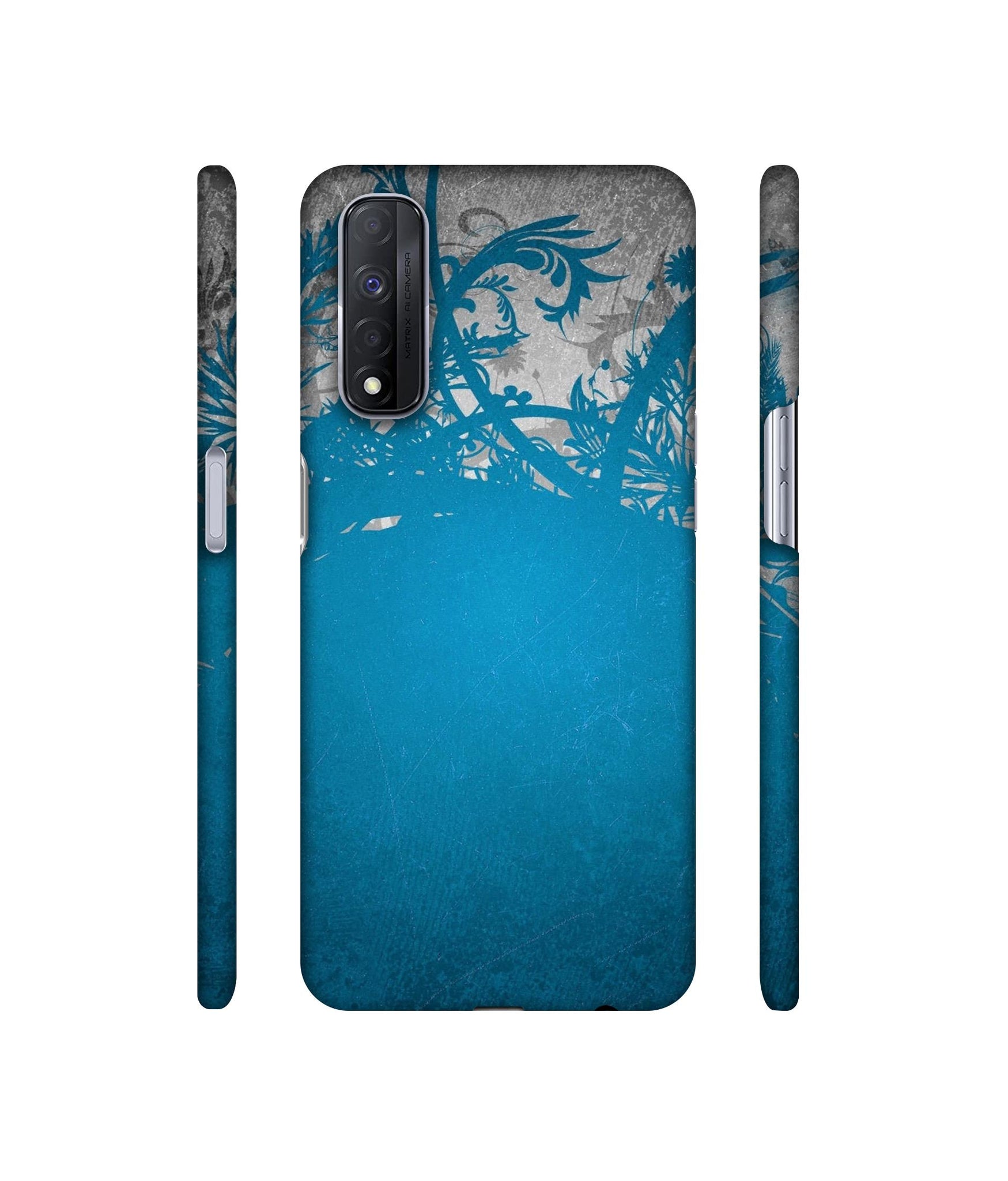Blue Floral Pattern Designer Hard Back Cover for Realme Narzo 30 4G