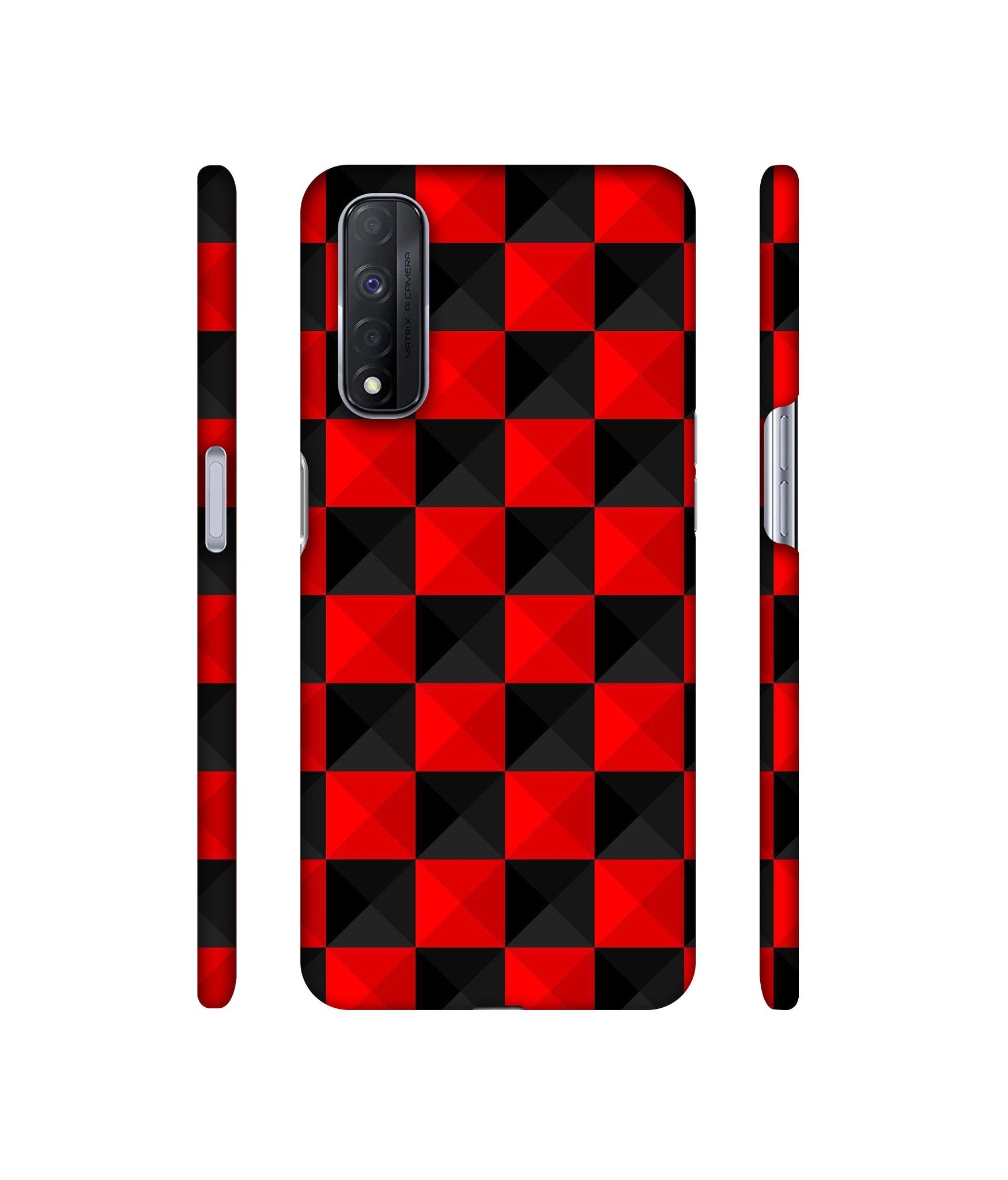 Red N Black Cubes Designer Hard Back Cover for Realme Narzo 30 4G