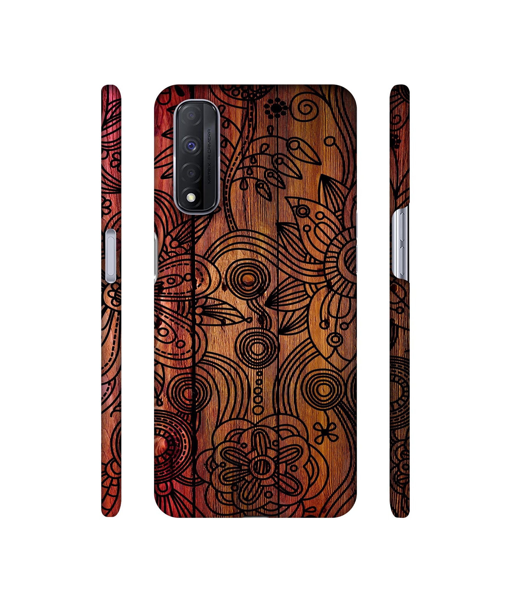 Dark Wooden Background Designer Hard Back Cover for Realme Narzo 30 4G