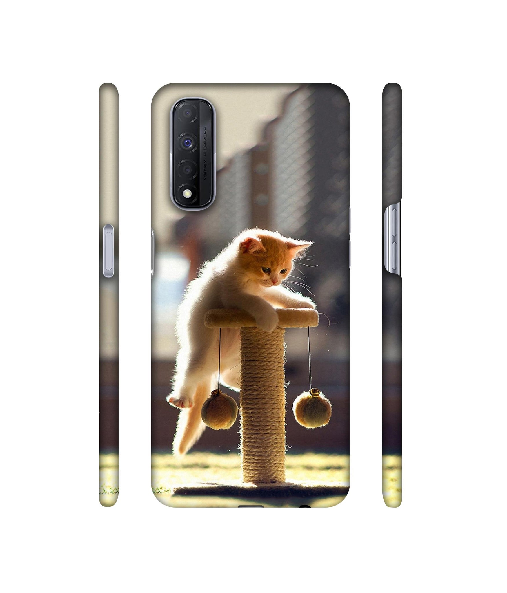 Cat Climbing Designer Hard Back Cover for Realme Narzo 30 4G