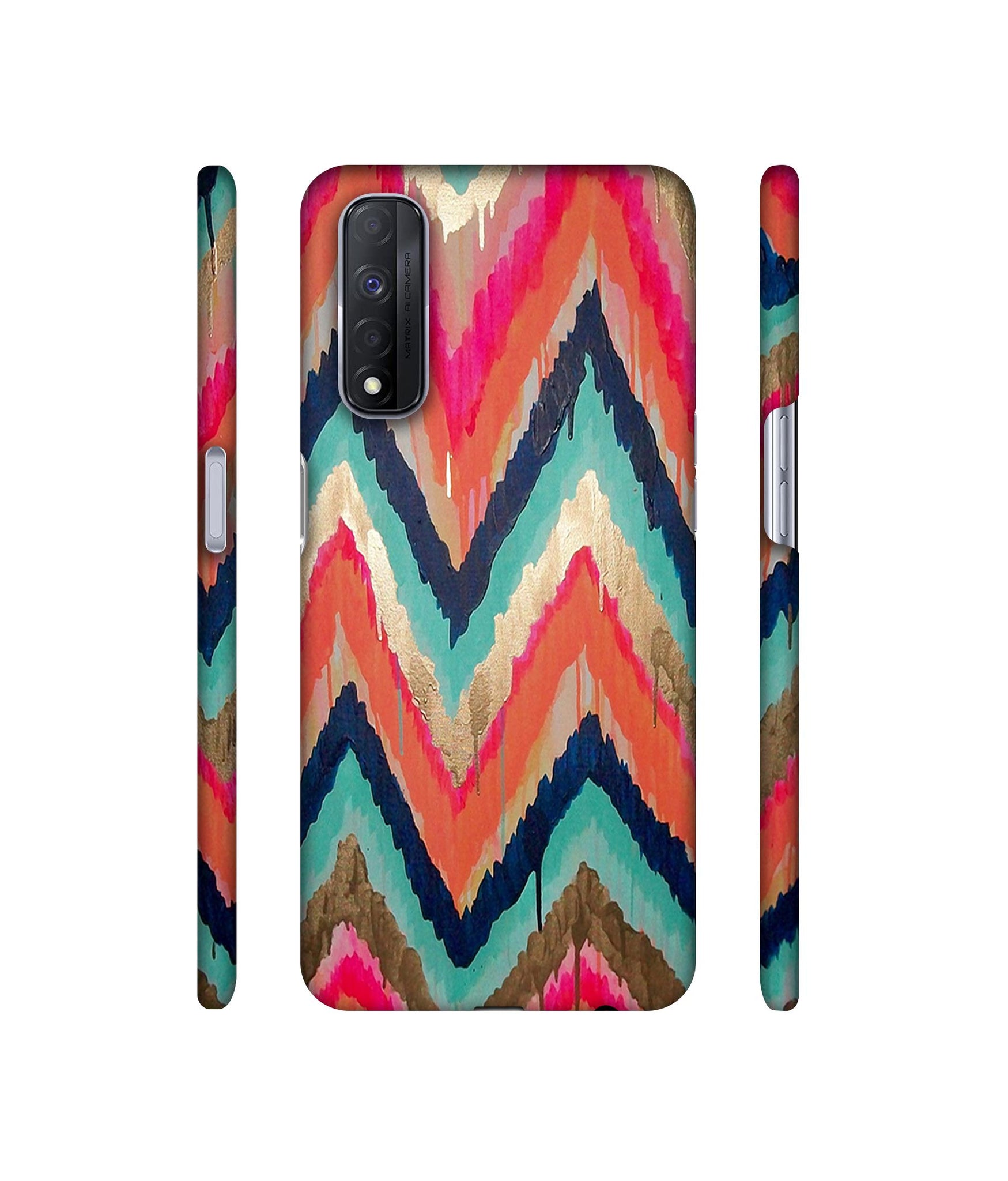 Colorful Zig-Zag Lines Art Designer Hard Back Cover for Realme Narzo 30 4G