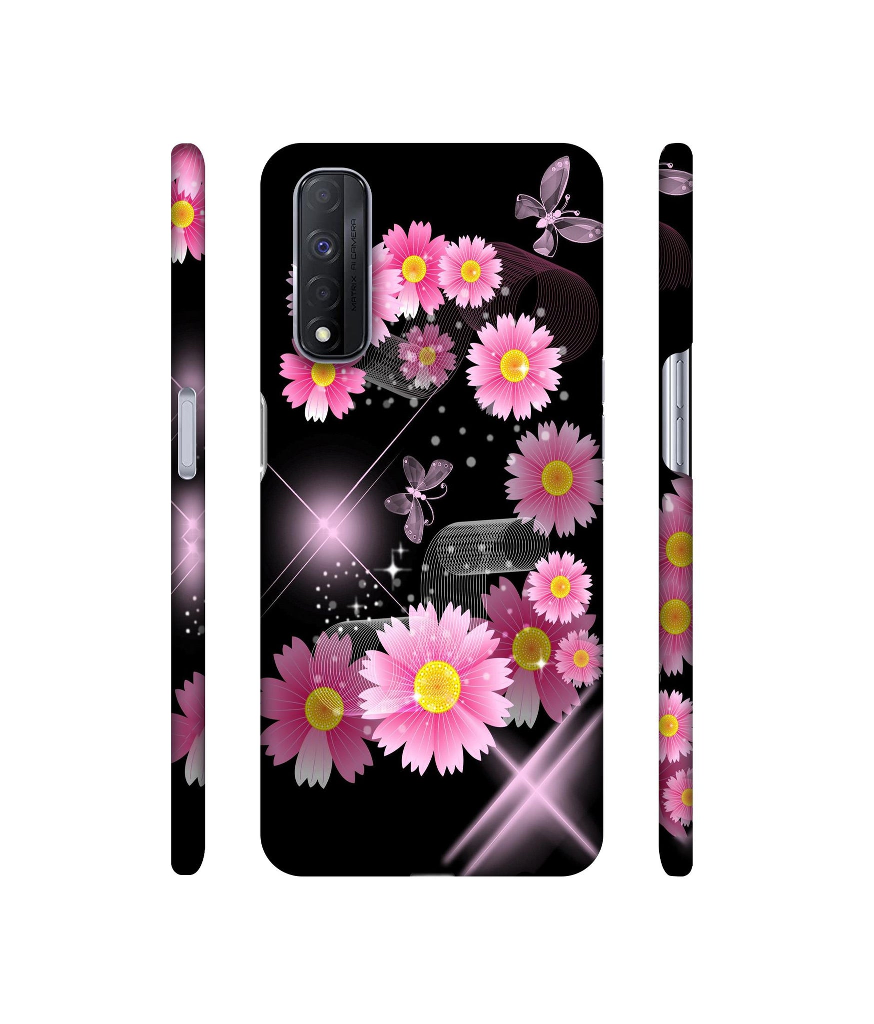 Pink Flower Designer Hard Back Cover for Realme Narzo 30 4G