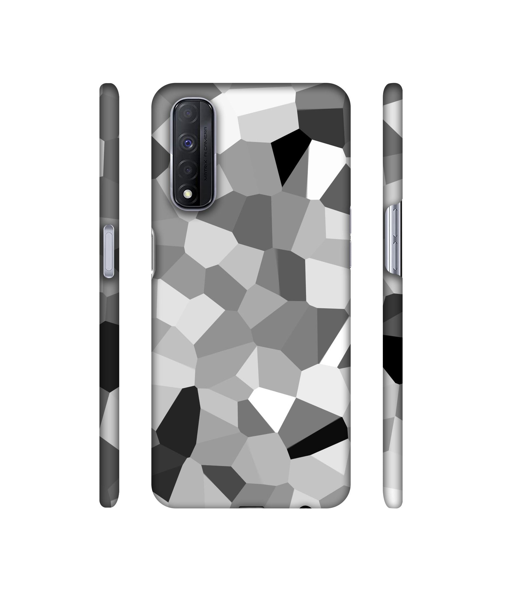 Black & White Mathematical Shape Designer Hard Back Cover for Realme Narzo 30 4G