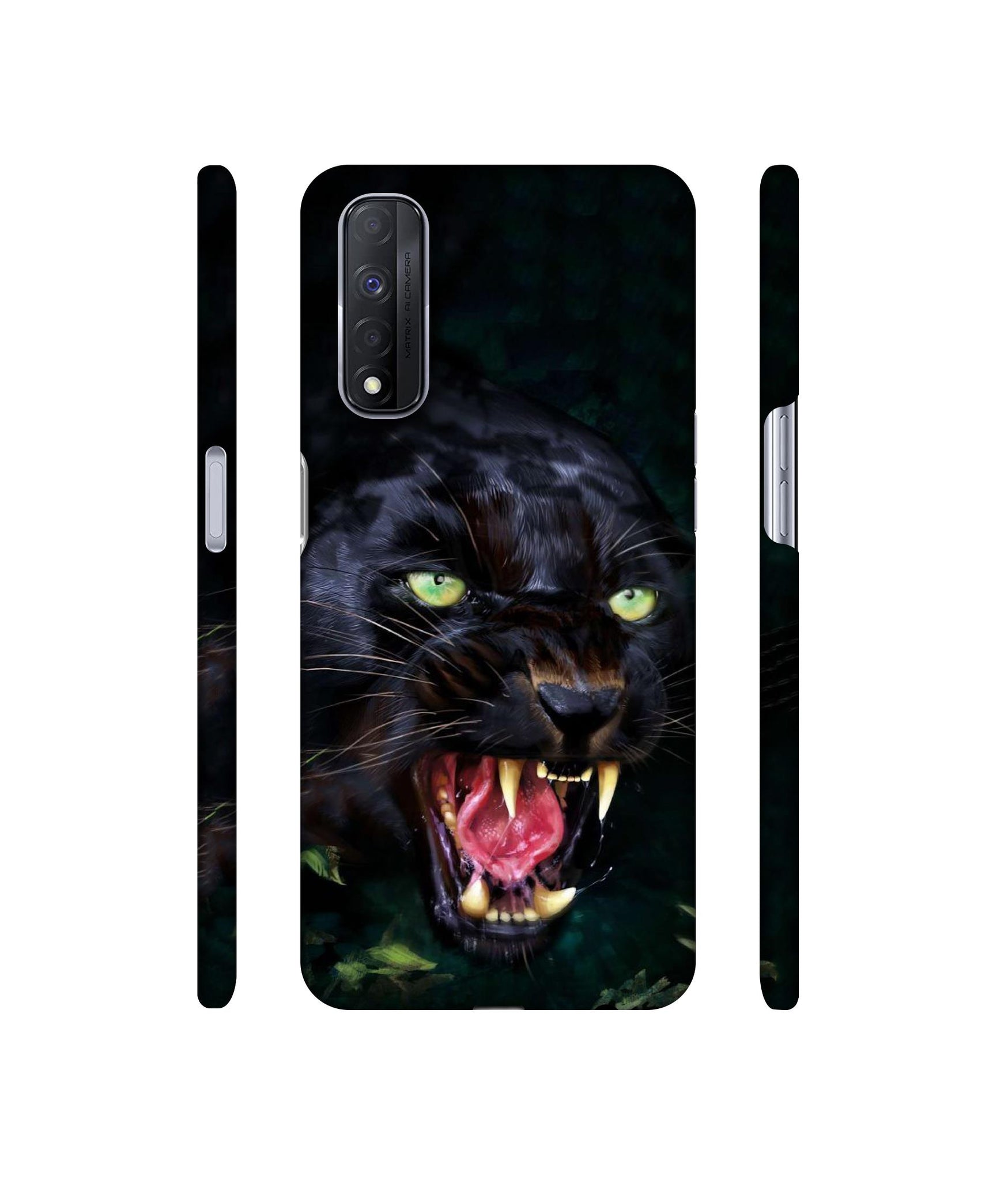 Angry Black Tiger Face Designer Hard Back Cover for Realme Narzo 30 4G
