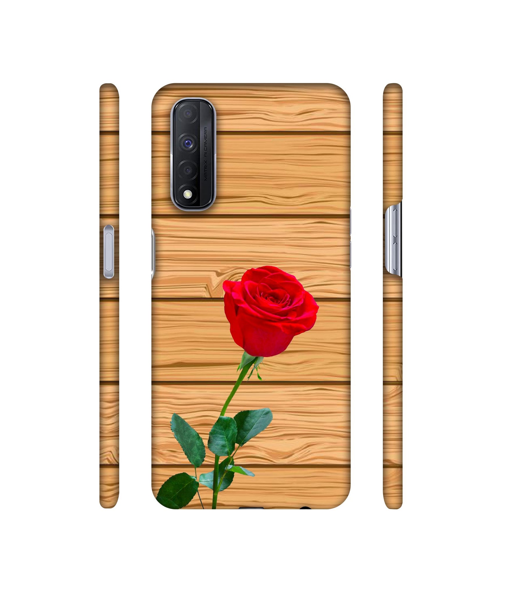 Rose With Wooden Texture Designer Hard Back Cover for Realme Narzo 30 4G