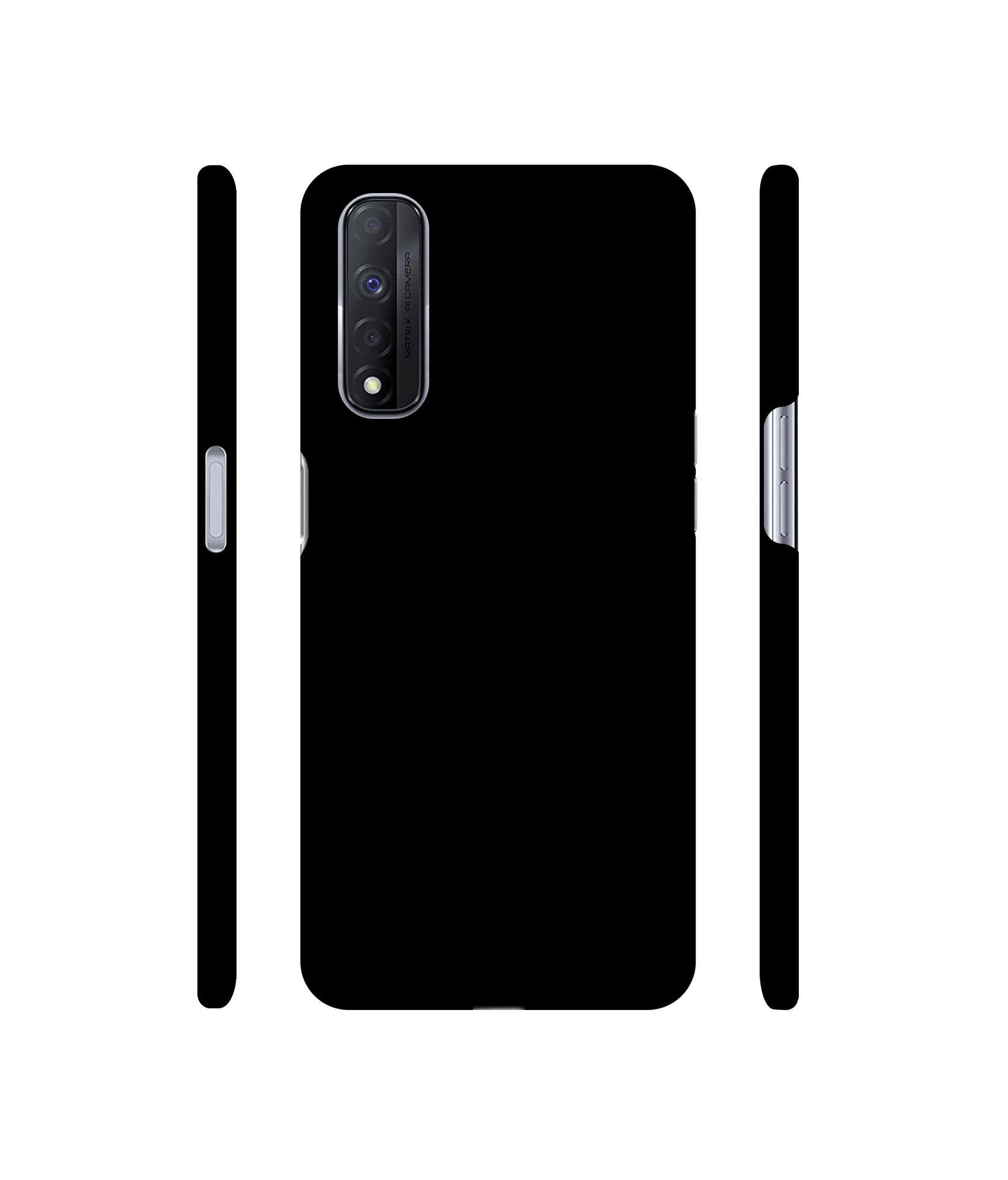 Solid Black Designer Hard Back Cover for Realme Narzo 30 4G