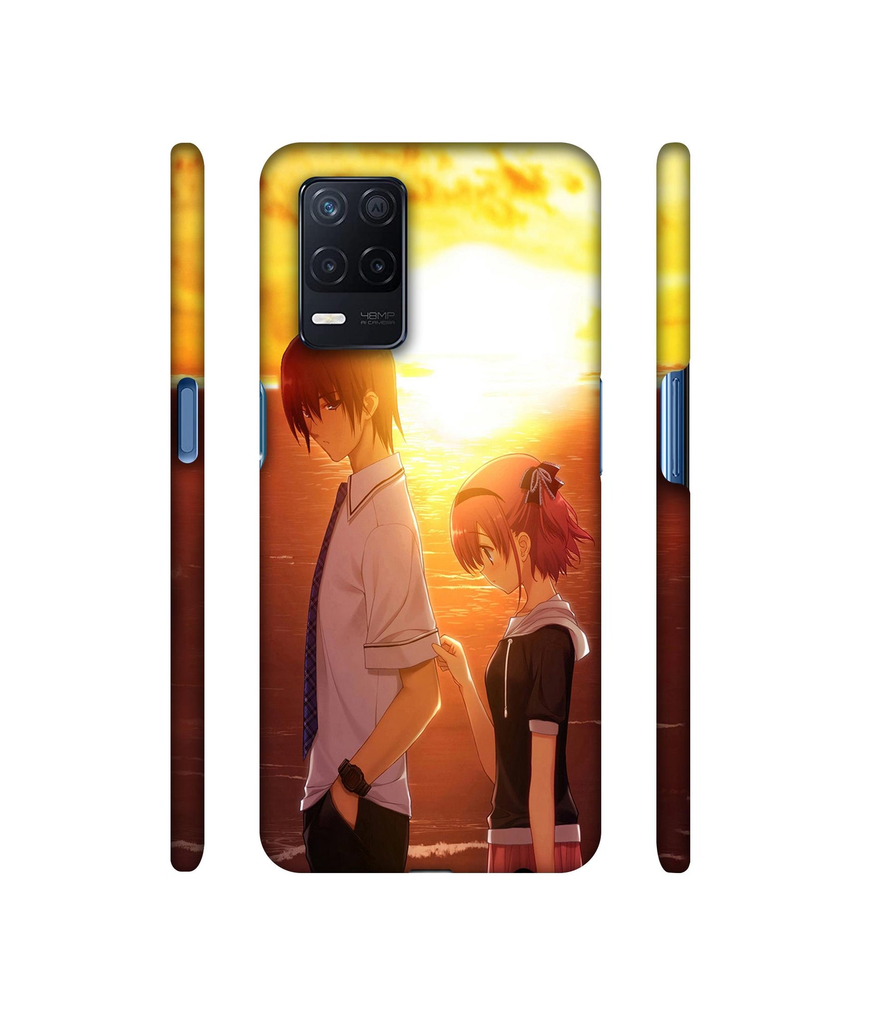 Girl Boy Sunset Sea Designer Hard Back Cover for Realme Narzo 30 5G