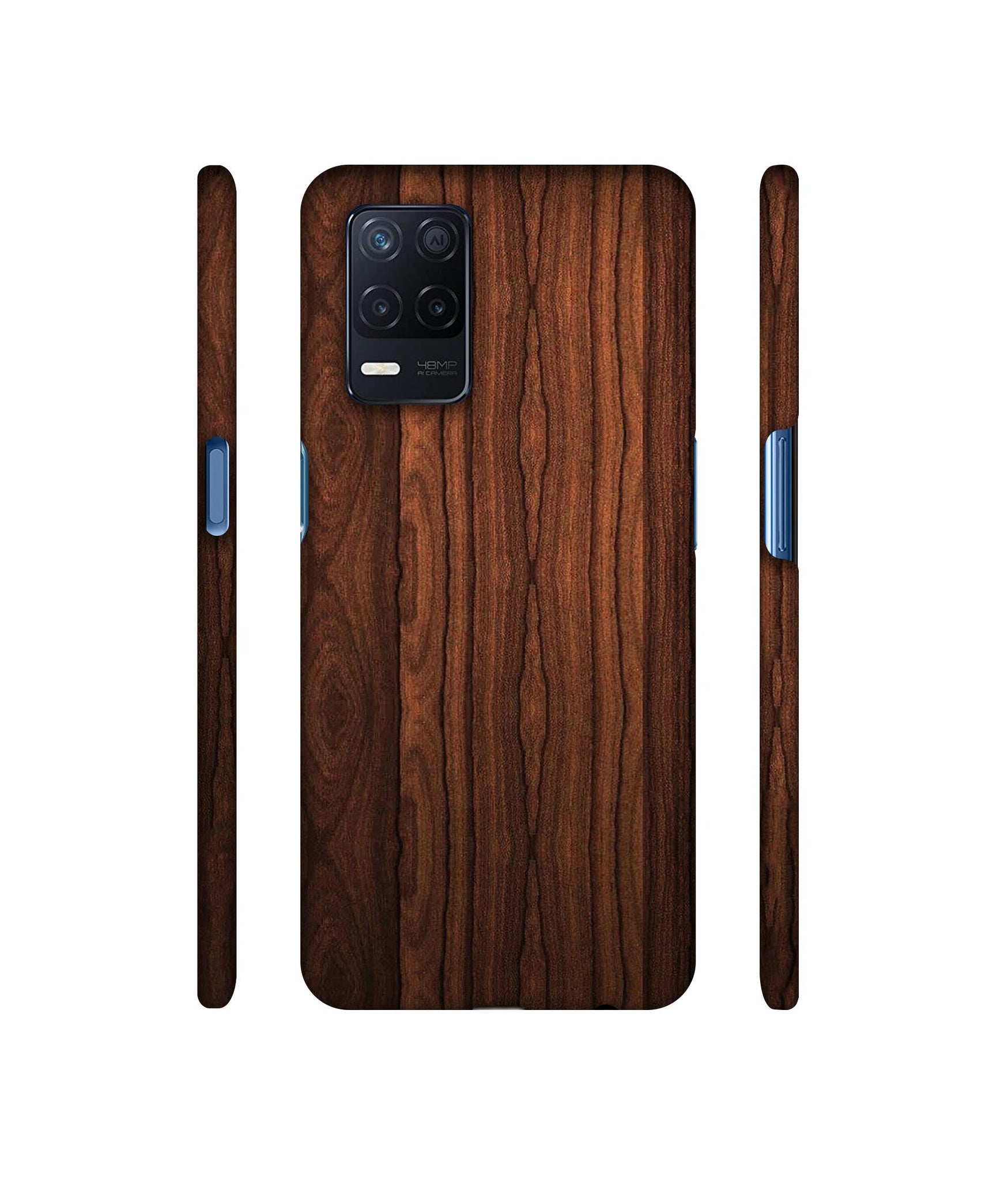 Brown Wooden Texture Designer Hard Back Cover for Realme Narzo 30 5G