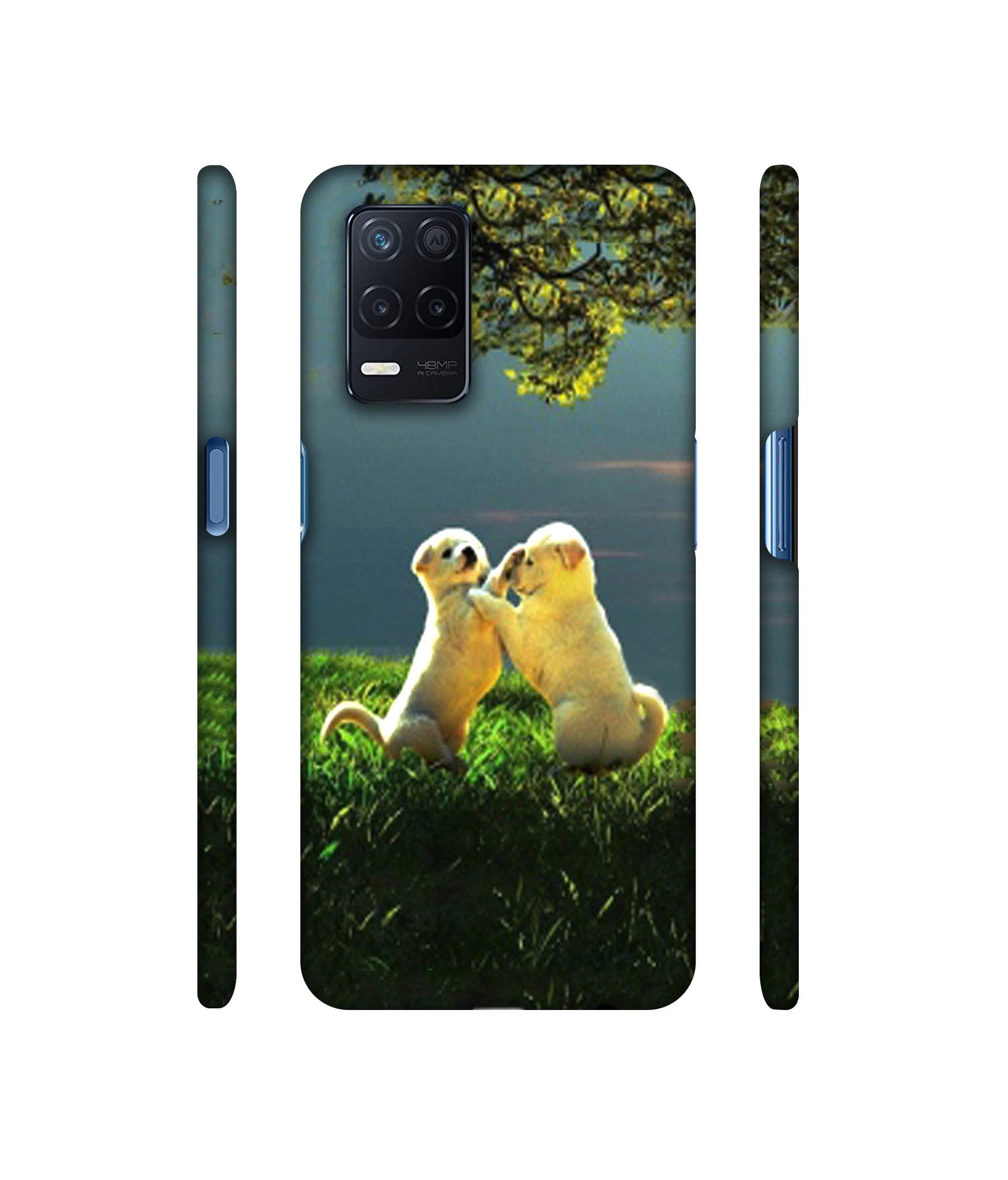 Puppy Couple Play Kids Nature Designer Hard Back Cover for Realme Narzo 30 5G