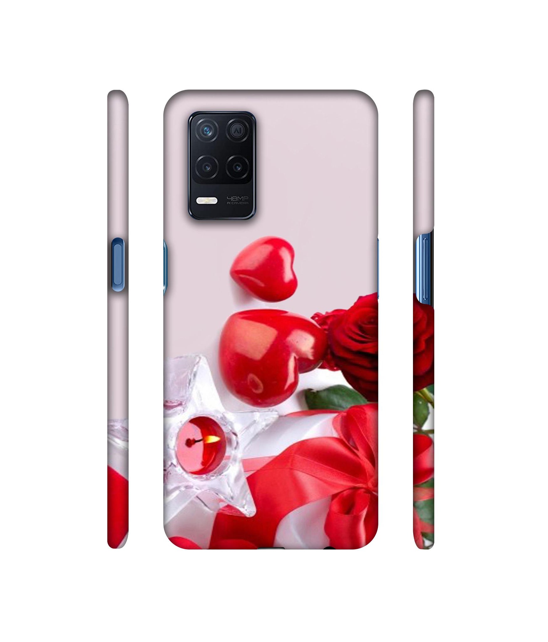 Red Rose Heart Valentines Couple Designer Hard Back Cover for Realme Narzo 30 5G