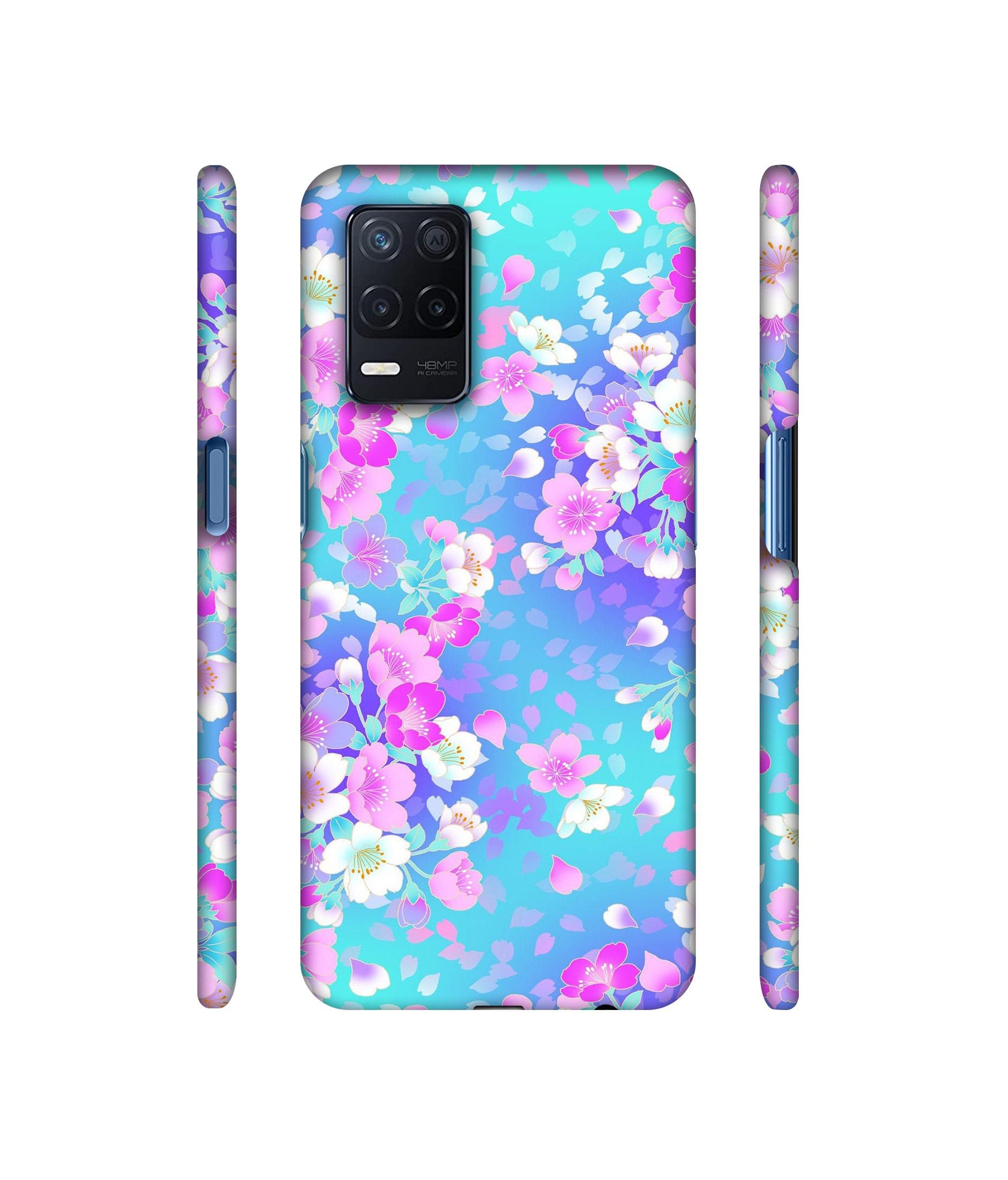 Floral Blue Pattern Designer Hard Back Cover for Realme Narzo 30 5G