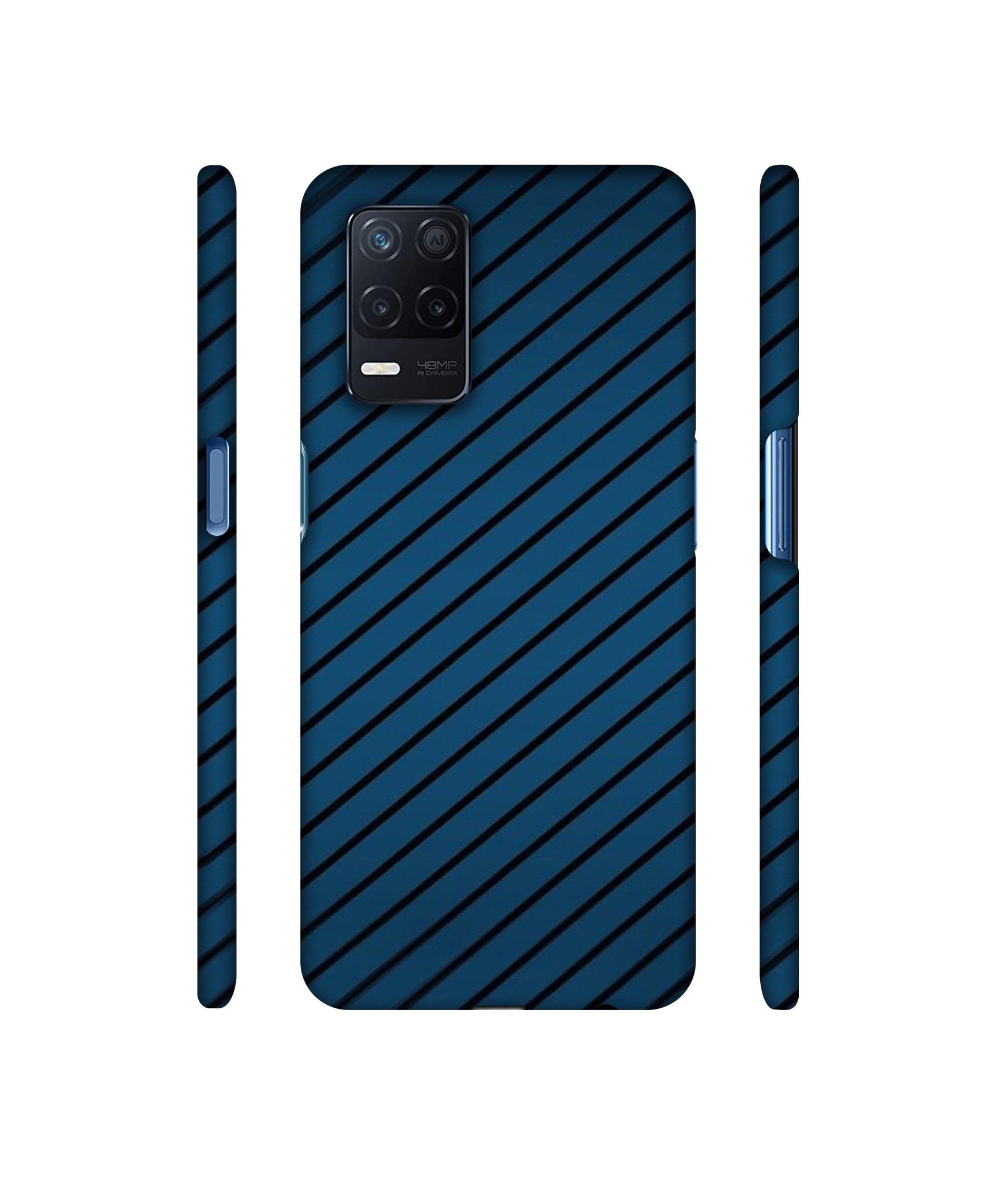 Blue Stripes Designer Hard Back Cover for Realme Narzo 30 5G