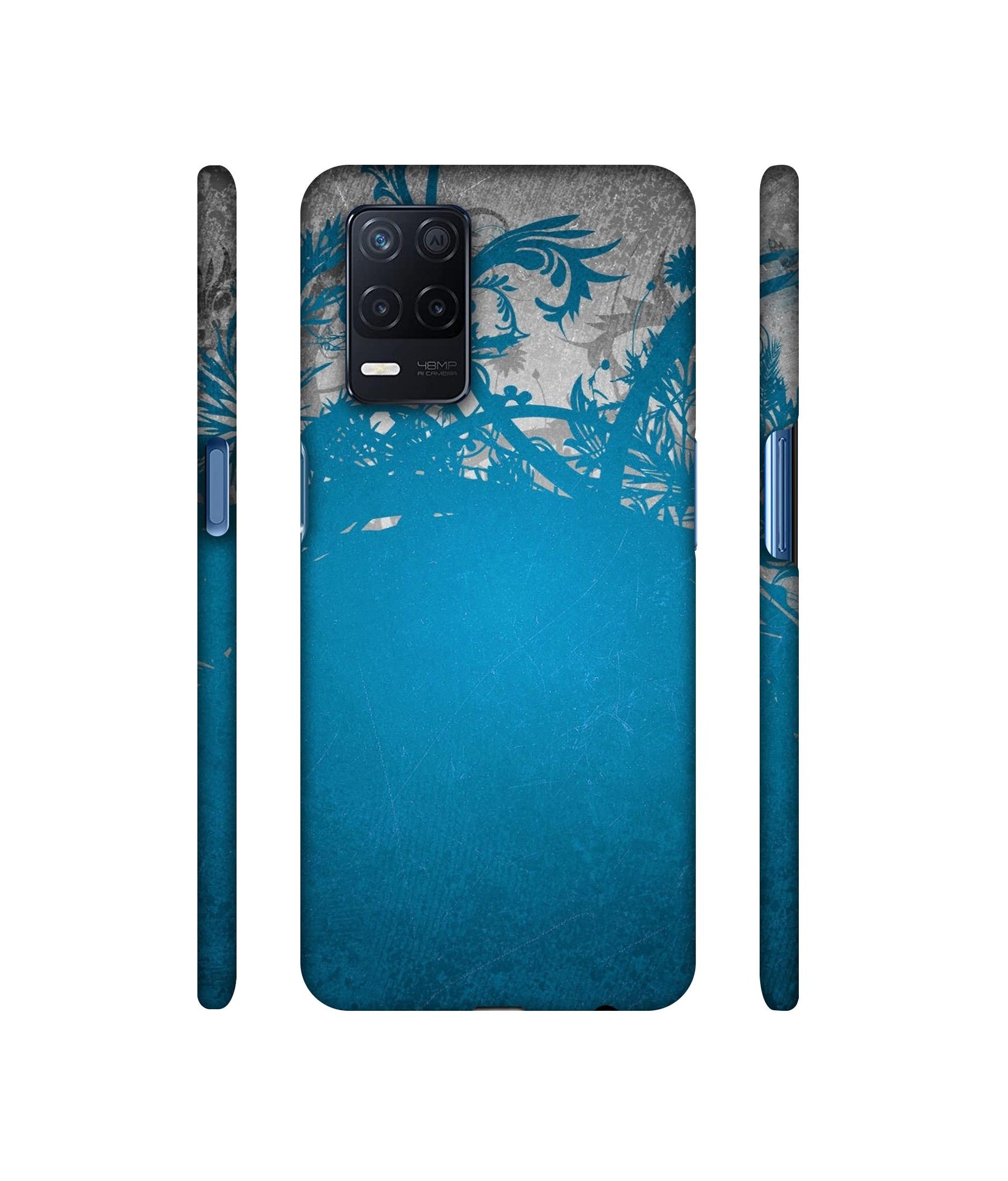 Blue Floral Pattern Designer Hard Back Cover for Realme Narzo 30 5G