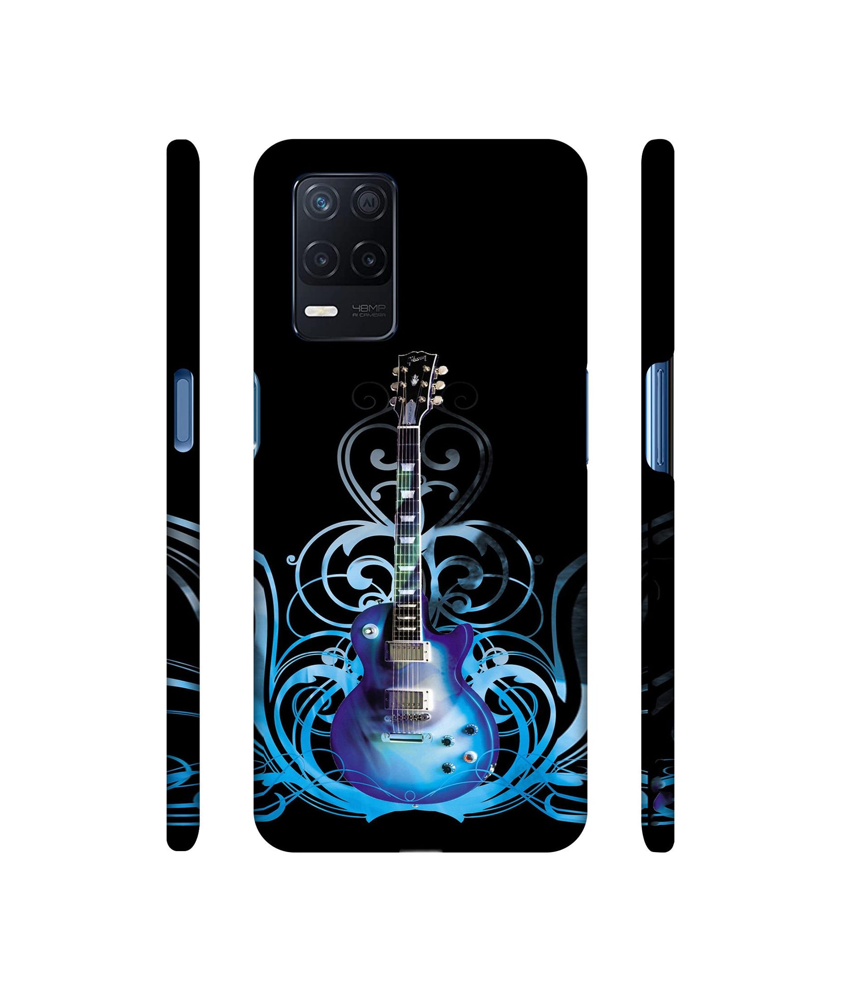 Guitar In Blue Pattern Designer Hard Back Cover for Realme Narzo 30 5G
